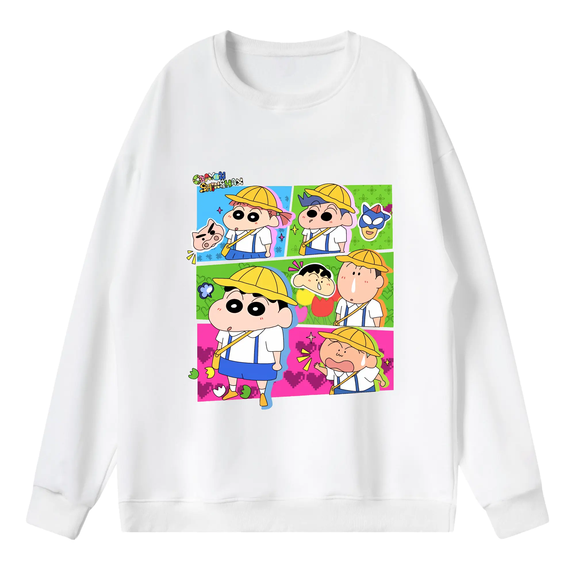 クレヨンしんちゃん グッズ 野原 しんのすけ - 薄手 クルーネック スウェット 裏毛260g · ポリエステル 春秋向け カジュアル 男女兼用 · トレーナー デイリー スポーツ 散歩に最適