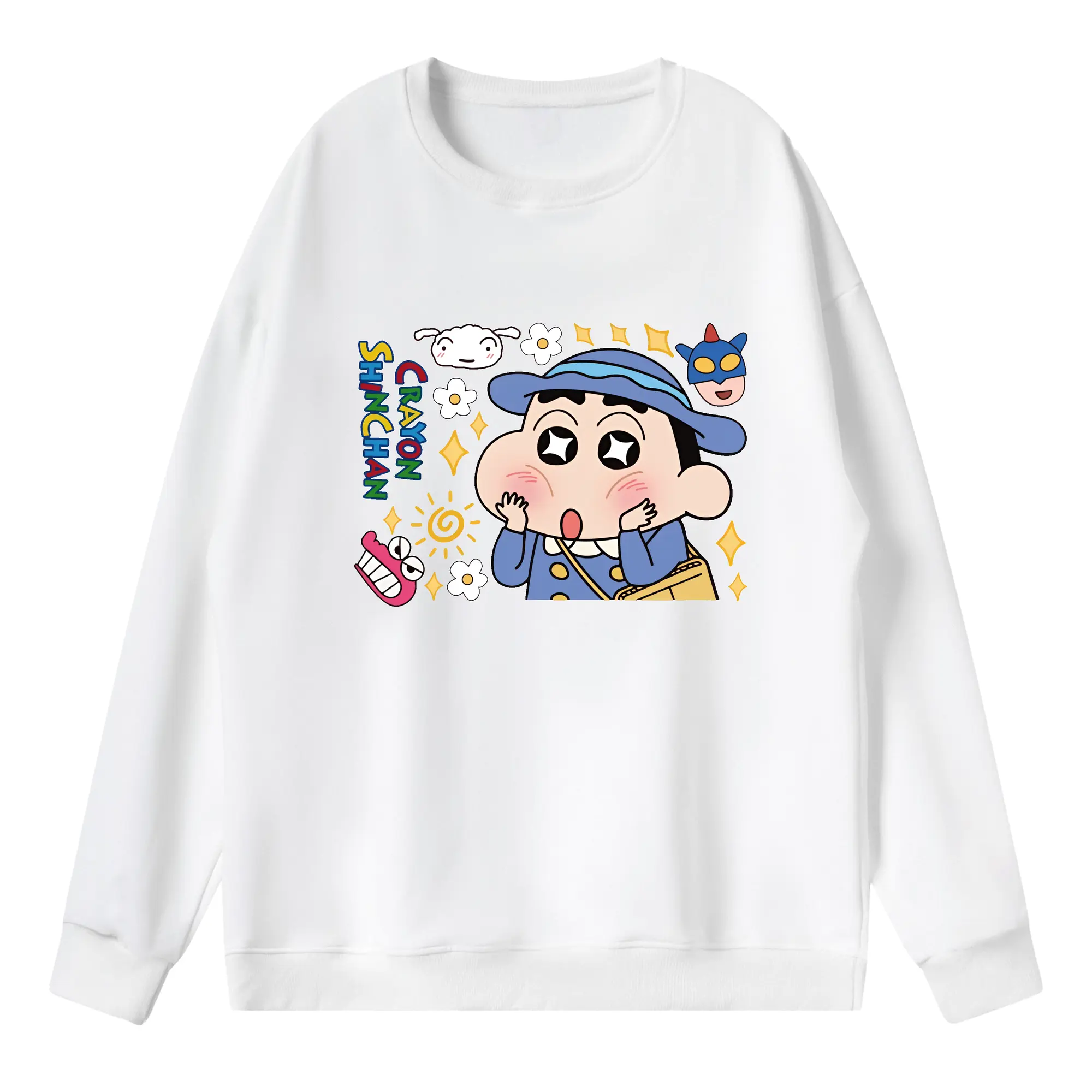 クレヨンしんちゃん グッズ 野原 しんのすけ - 薄手 クルーネック スウェット 裏毛260g · ポリエステル 春秋向け カジュアル 男女兼用 · トレーナー デイリー スポーツ 散歩に最適