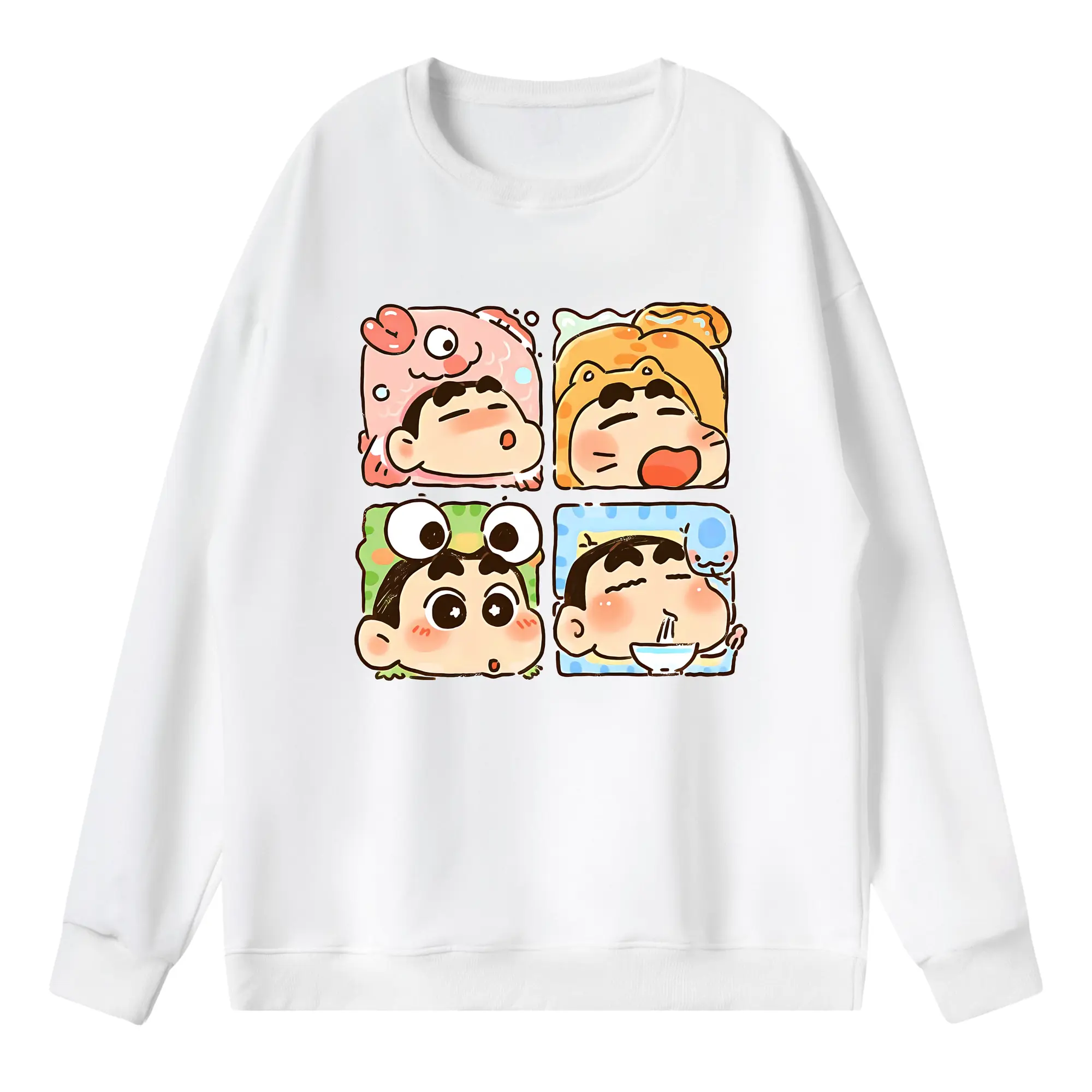 クレヨンしんちゃん グッズ 野原 しんのすけ - 薄手 クルーネック スウェット 裏毛260g · ポリエステル 春秋向け カジュアル 男女兼用 · トレーナー デイリー スポーツ 散歩に最適