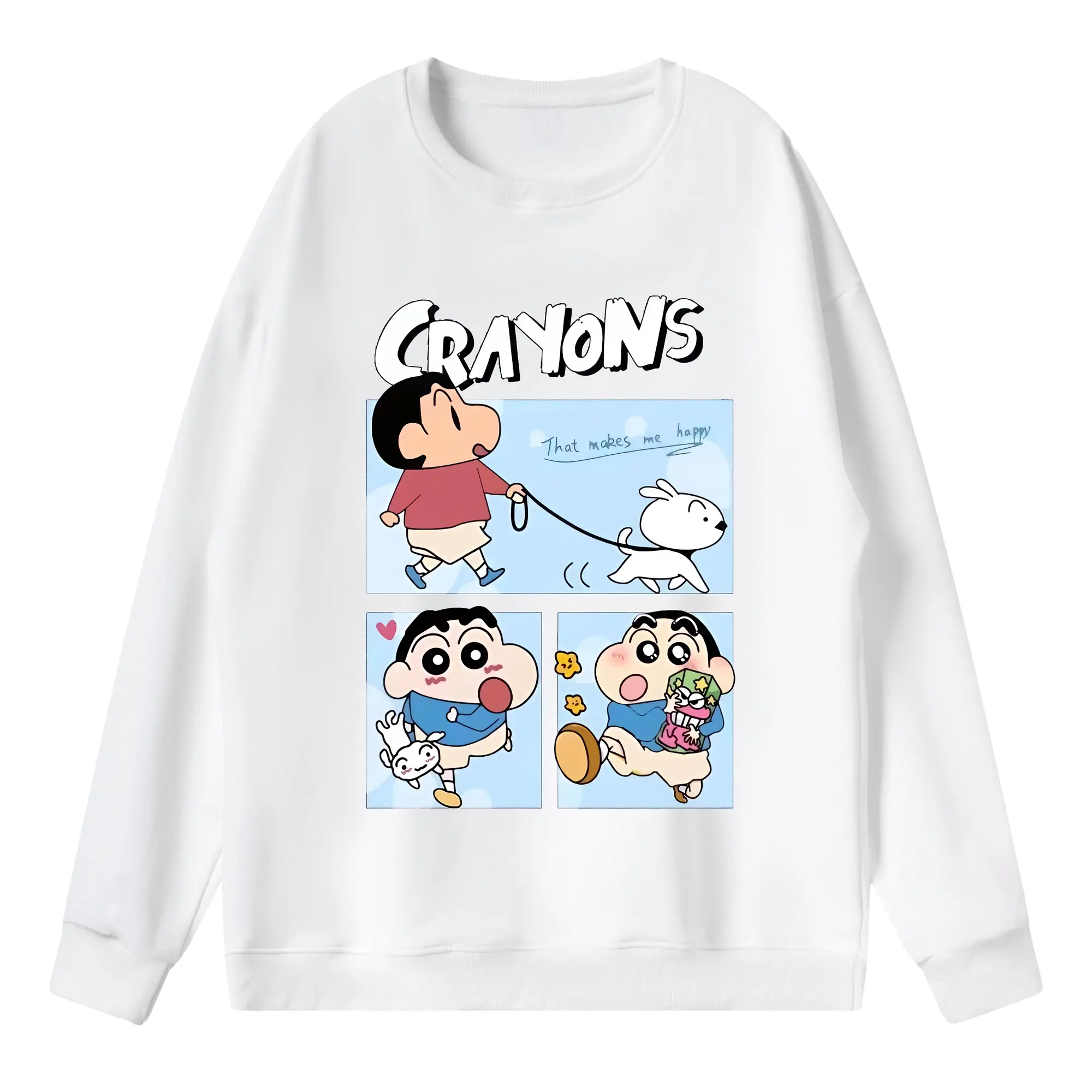 クレヨンしんちゃん グッズ 野原 しんのすけ - 薄手 クルーネック スウェット 裏毛260g · ポリエステル 春秋向け カジュアル 男女兼用 · トレーナー デイリー スポーツ 散歩に最適