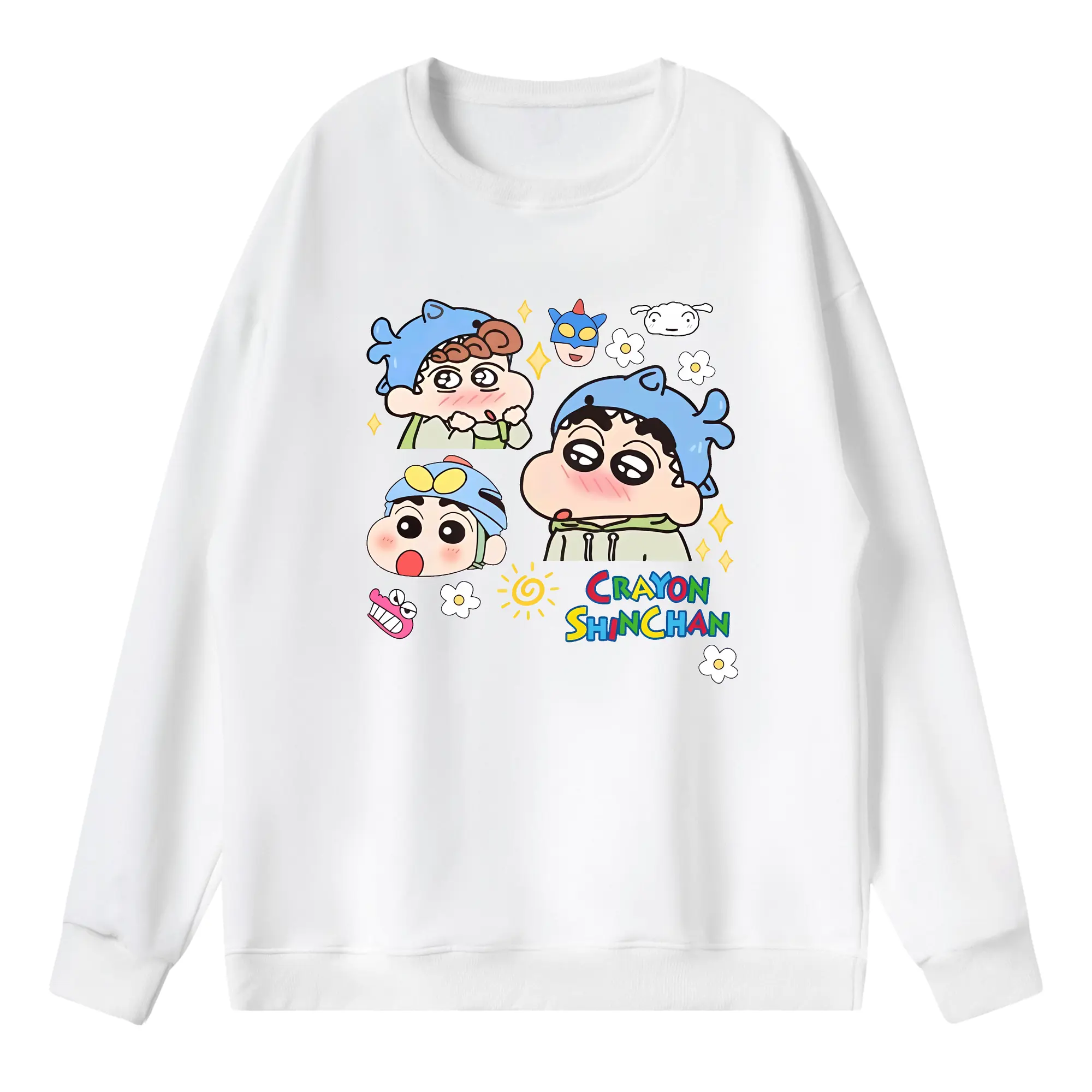 クレヨンしんちゃん グッズ 野原 しんのすけ - 薄手 クルーネック スウェット 裏毛260g · ポリエステル 春秋向け カジュアル 男女兼用 · トレーナー デイリー スポーツ 散歩に最適