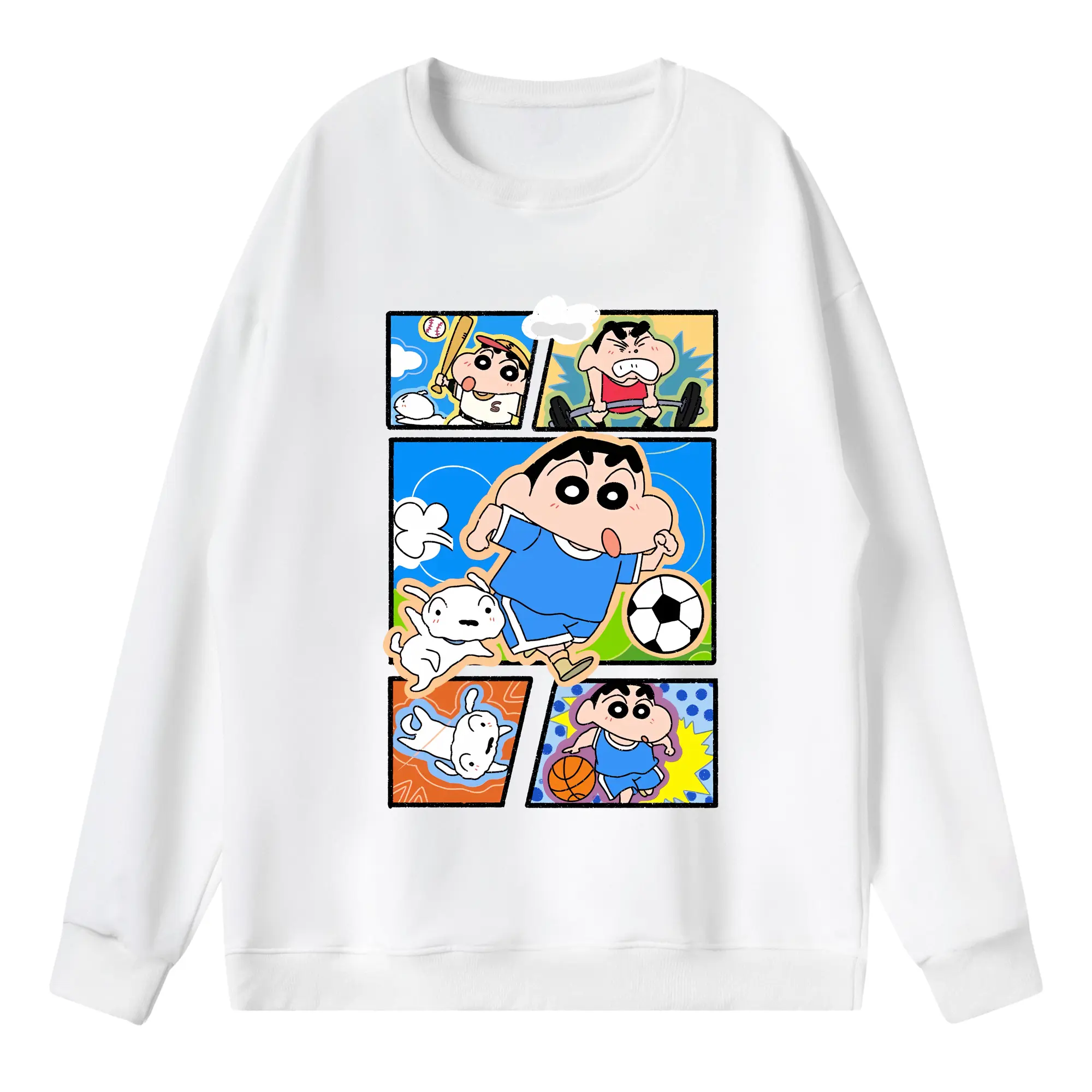 クレヨンしんちゃん グッズ 野原 しんのすけ - 薄手 クルーネック スウェット 裏毛260g · ポリエステル 春秋向け カジュアル 男女兼用 · トレーナー デイリー スポーツ 散歩に最適