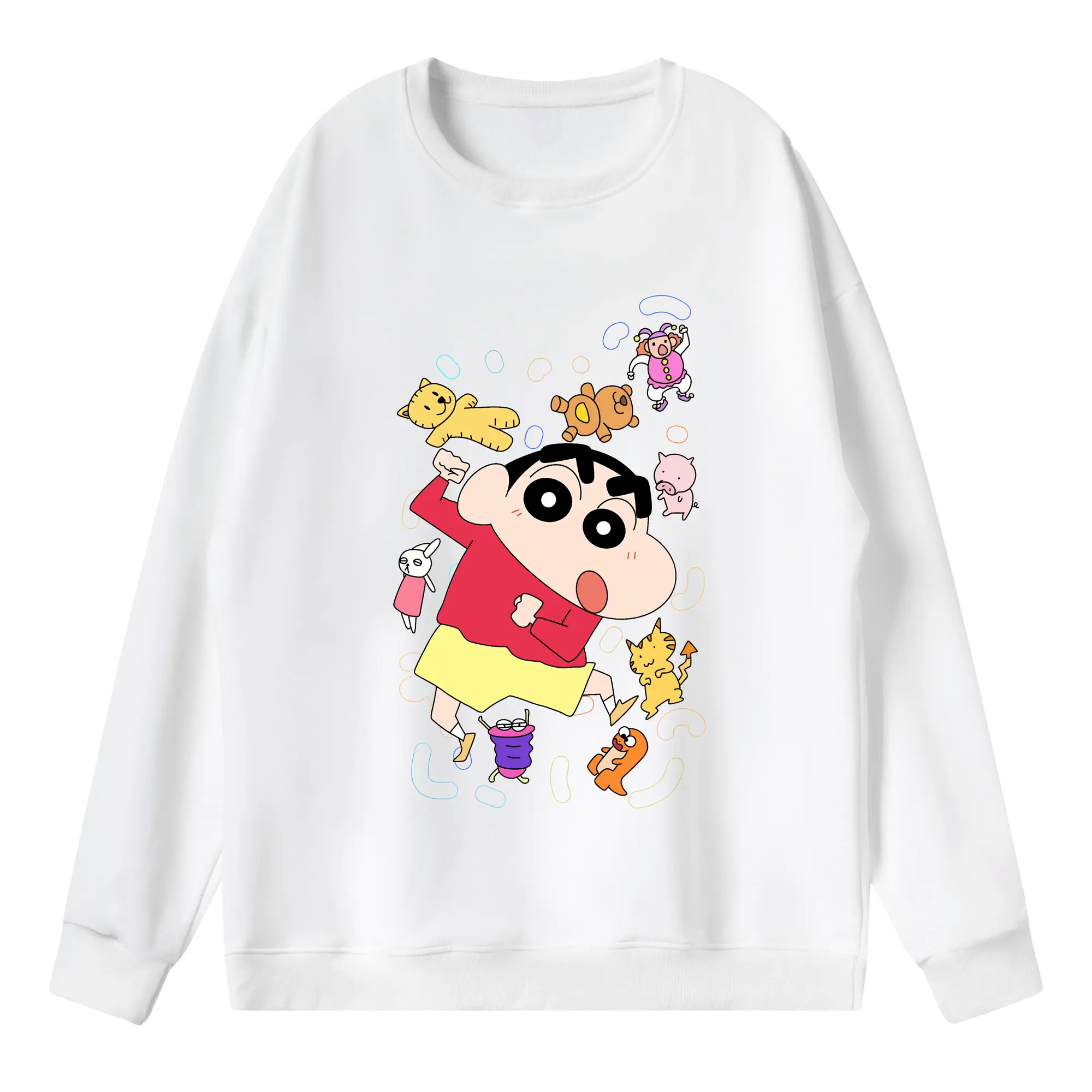 クレヨンしんちゃん グッズ 野原 しんのすけ - 薄手 クルーネック スウェット 裏毛260g · ポリエステル 春秋向け カジュアル 男女兼用 · トレーナー デイリー スポーツ 散歩に最適