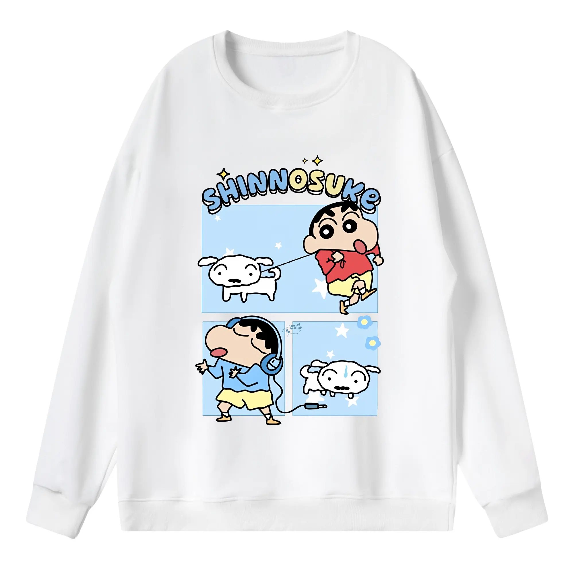 クレヨンしんちゃん グッズ 野原 しんのすけ - 薄手 クルーネック スウェット 裏毛260g · ポリエステル 春秋向け カジュアル 男女兼用 · トレーナー デイリー スポーツ 散歩に最適