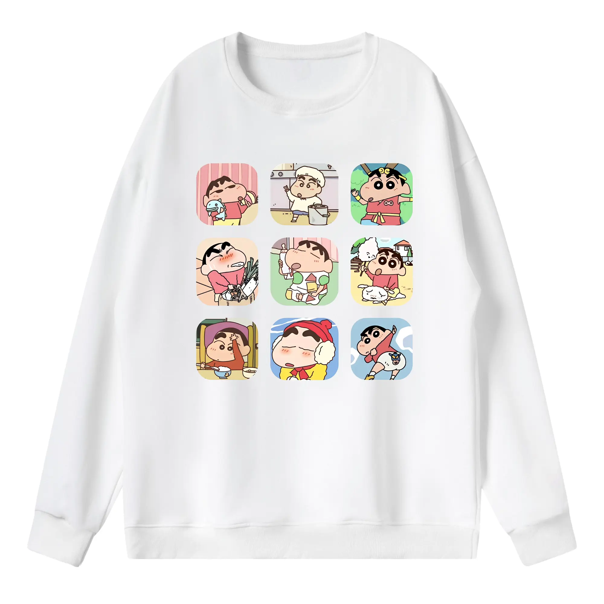 クレヨンしんちゃん グッズ 野原 しんのすけ - 薄手 クルーネック スウェット 裏毛260g · ポリエステル 春秋向け カジュアル 男女兼用 · トレーナー デイリー スポーツ 散歩に最適