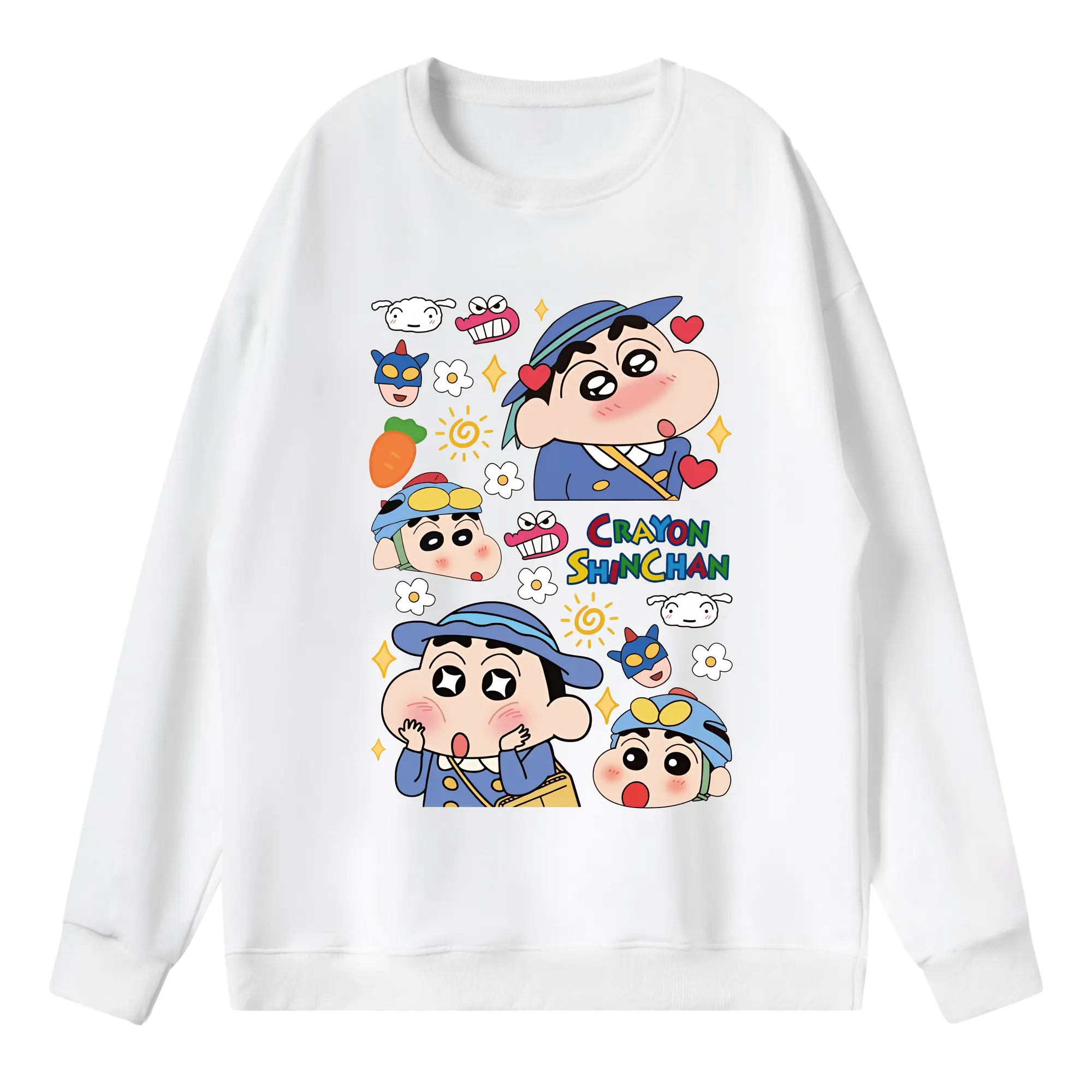 クレヨンしんちゃん グッズ 野原 しんのすけ - 薄手 クルーネック スウェット 裏毛260g · ポリエステル 春秋向け カジュアル 男女兼用 · トレーナー デイリー スポーツ 散歩に最適