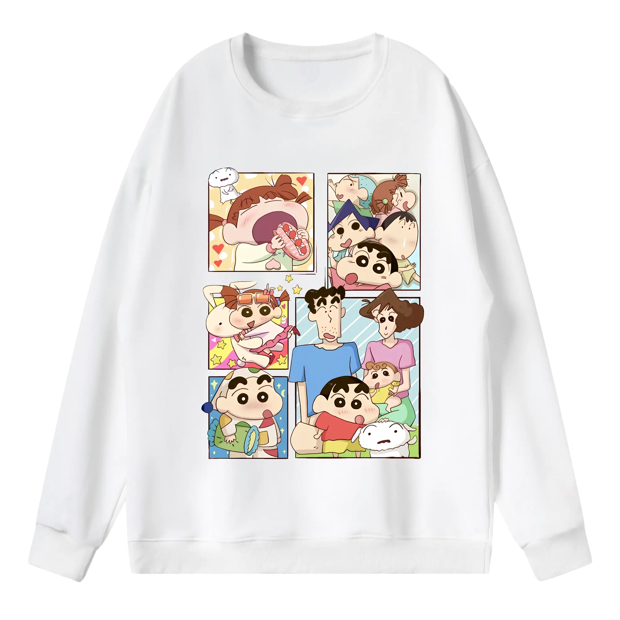 クレヨンしんちゃん グッズ 野原 しんのすけ - 薄手 クルーネック スウェット 裏毛260g · ポリエステル 春秋向け カジュアル 男女兼用 · トレーナー デイリー スポーツ 散歩に最適