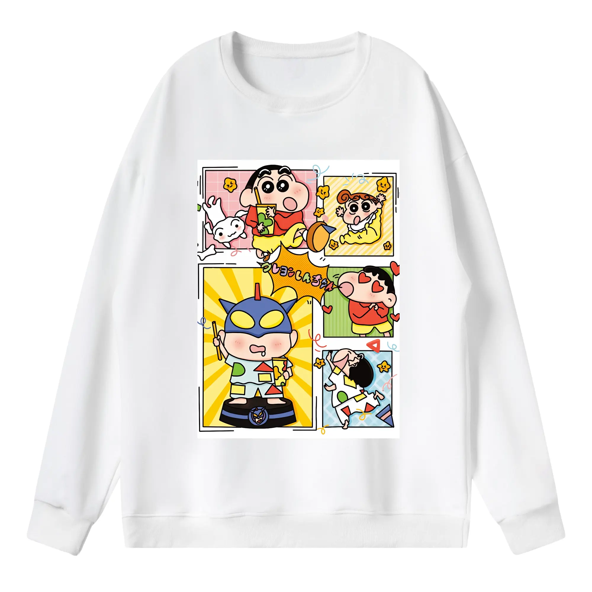 クレヨンしんちゃん グッズ 野原 しんのすけ - 薄手 クルーネック スウェット 裏毛260g · ポリエステル 春秋向け カジュアル 男女兼用 · トレーナー デイリー スポーツ 散歩に最適