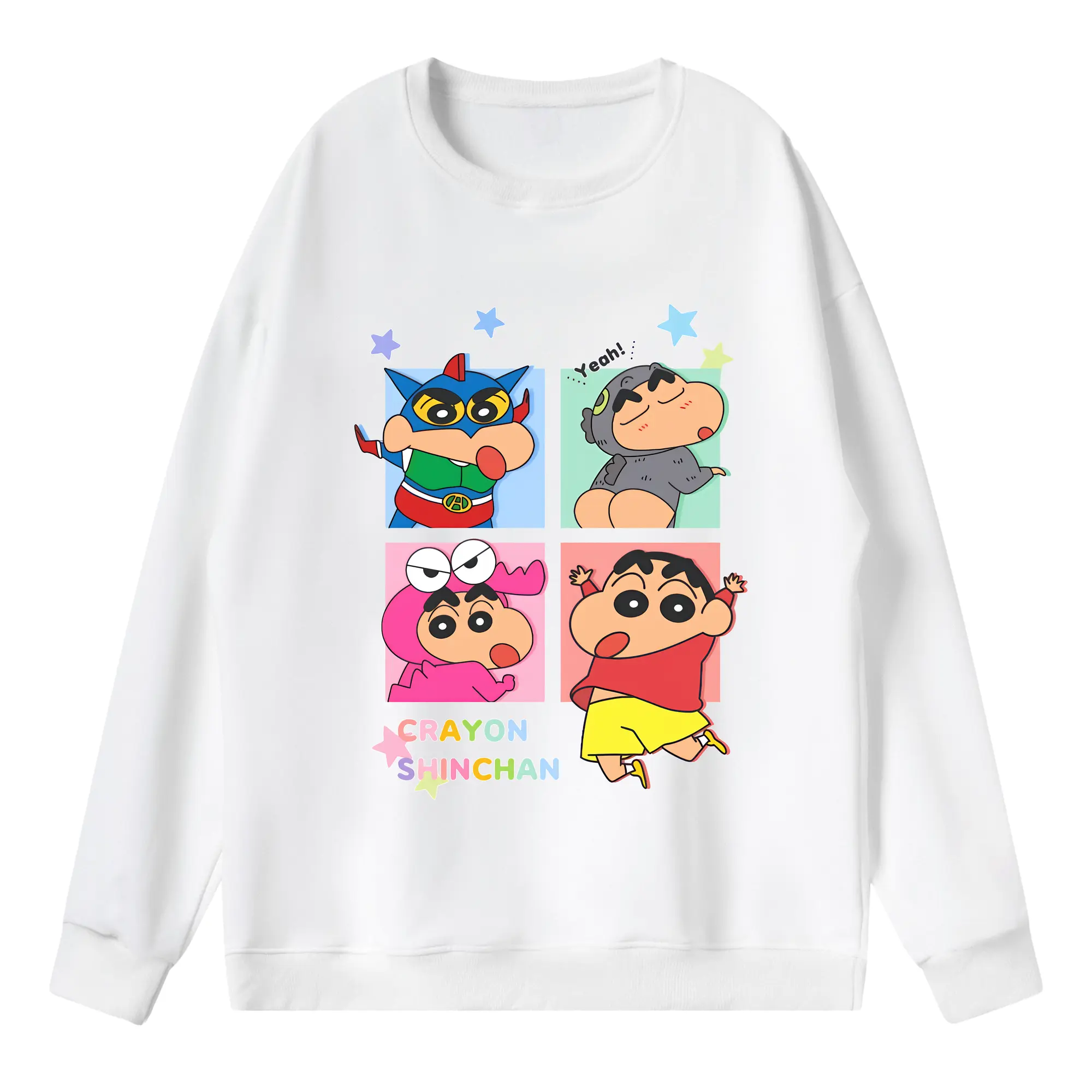 クレヨンしんちゃん グッズ 野原 しんのすけ - 薄手 クルーネック スウェット 裏毛260g · ポリエステル 春秋向け カジュアル 男女兼用 · トレーナー デイリー スポーツ 散歩に最適