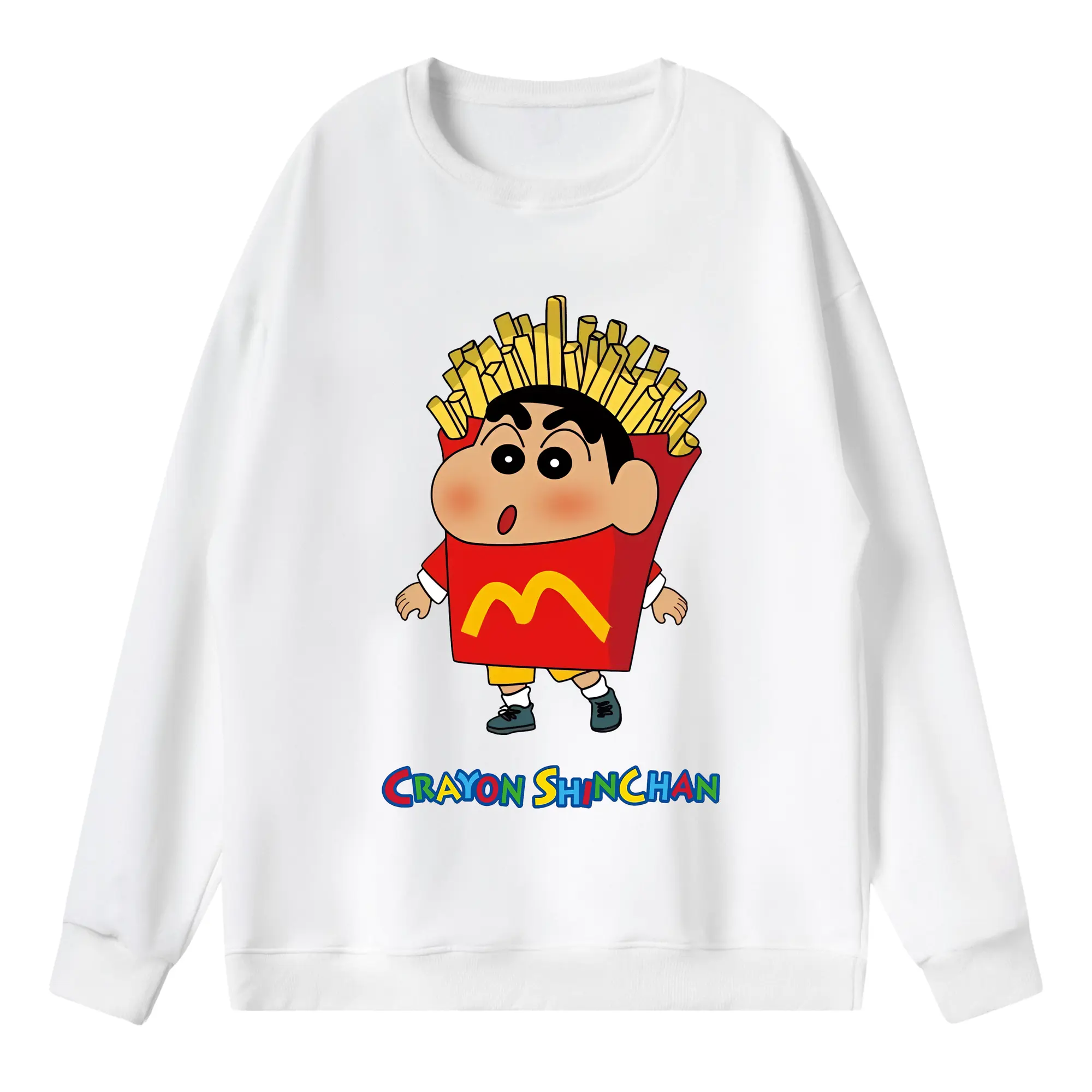 クレヨンしんちゃん グッズ 野原 しんのすけ - 薄手 クルーネック スウェット 裏毛260g · ポリエステル 春秋向け カジュアル 男女兼用 · トレーナー デイリー スポーツ 散歩に最適