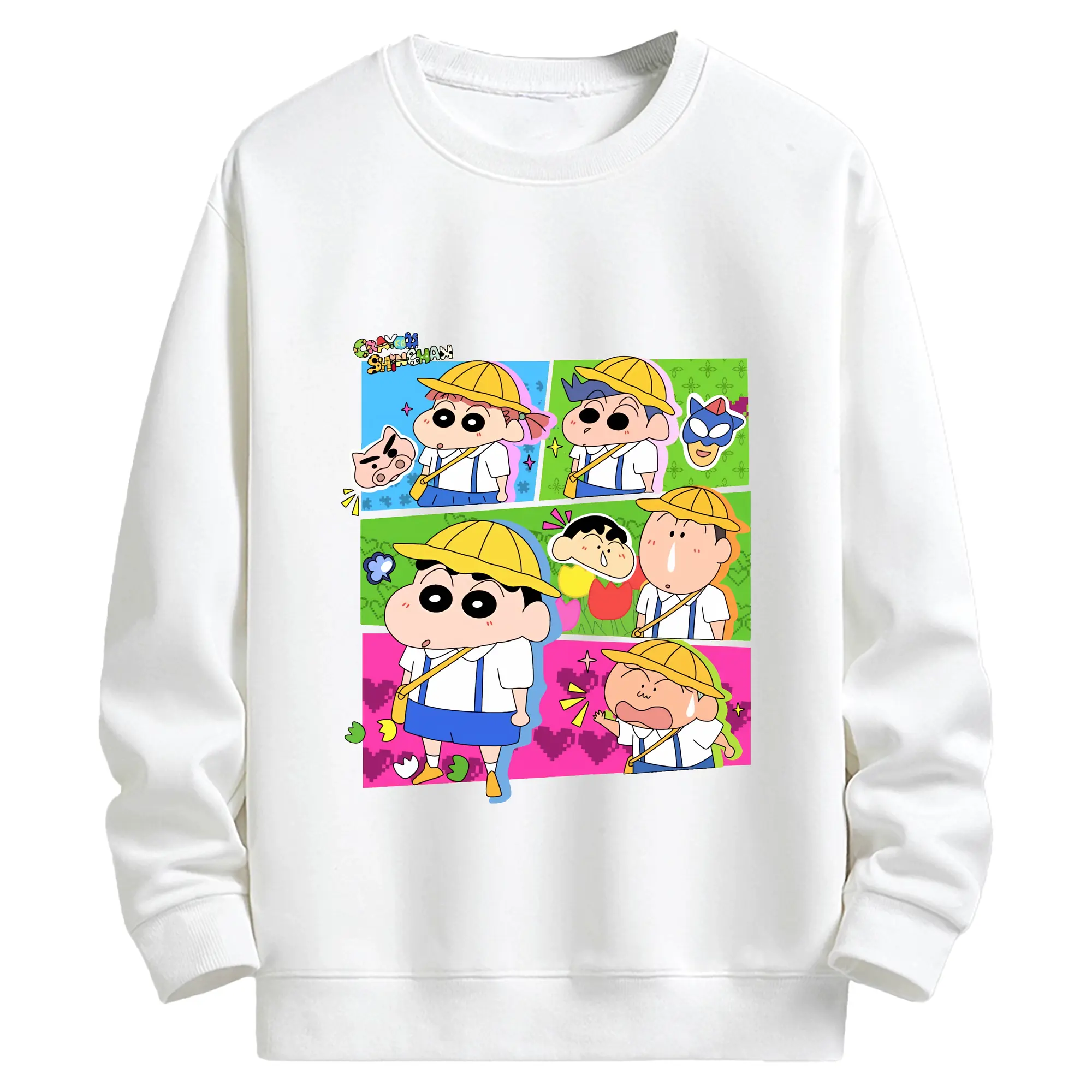 クレヨンしんちゃん グッズ 野原 しんのすけ - キッズ クルーネックスウェットシャツ ・ フロントプリント ・ 綿80％ ポリエステル20％ ・ 快適 通学 スポーツ 日常使い お散歩用