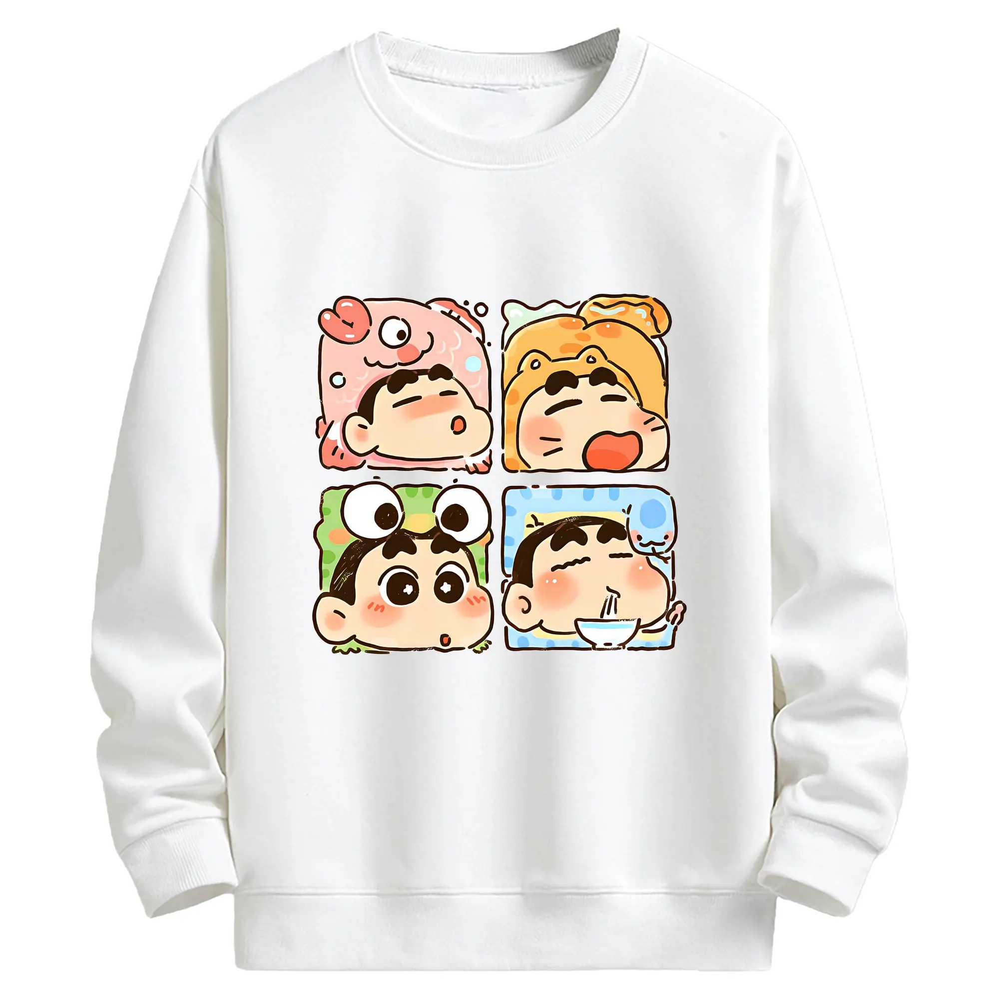 クレヨンしんちゃん グッズ 野原 しんのすけ - キッズ クルーネックスウェットシャツ ・ フロントプリント ・ 綿80％ ポリエステル20％ ・ 快適 通学 スポーツ 日常使い お散歩用