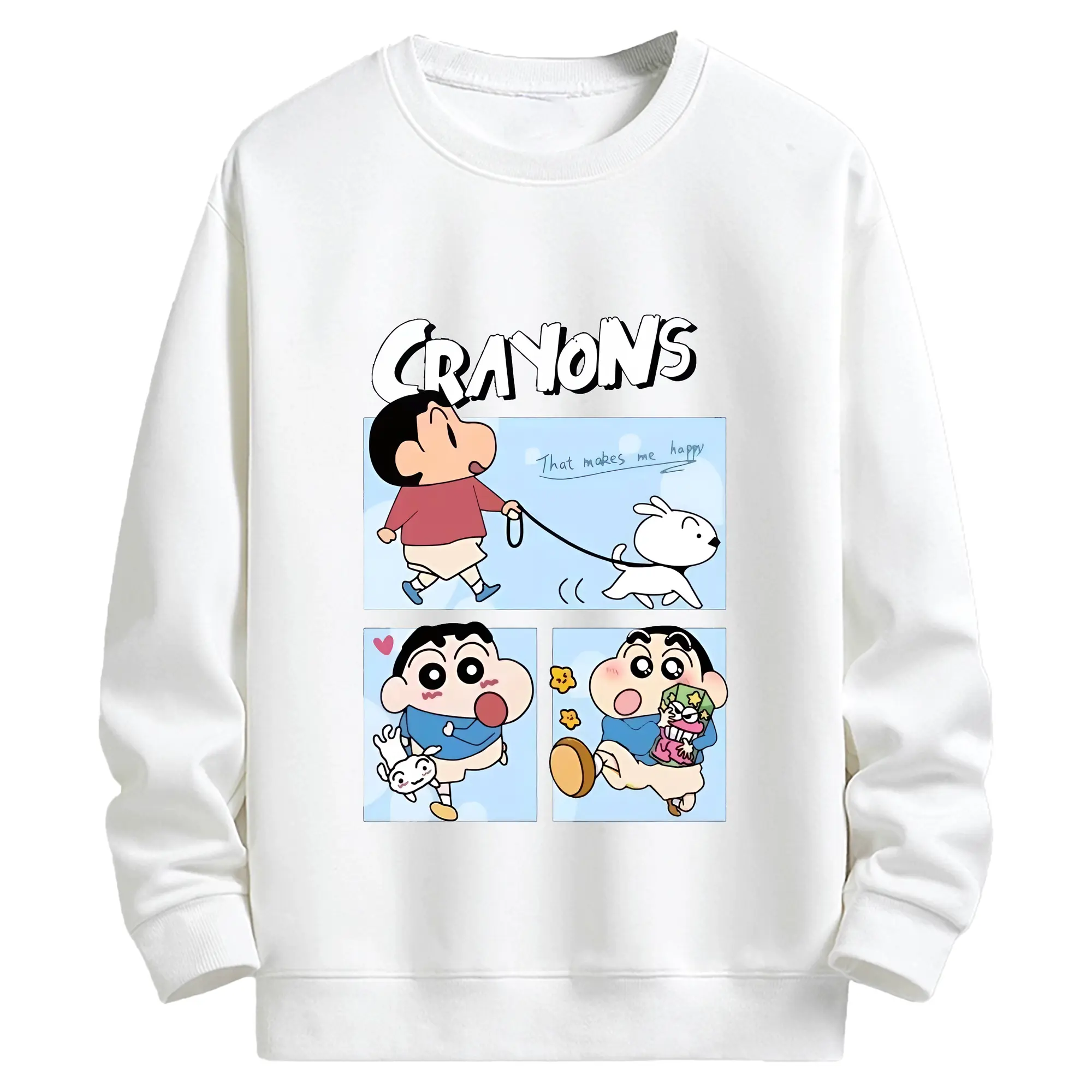 クレヨンしんちゃん グッズ 野原 しんのすけ - キッズ クルーネックスウェットシャツ ・ フロントプリント ・ 綿80％ ポリエステル20％ ・ 快適 通学 スポーツ 日常使い お散歩用