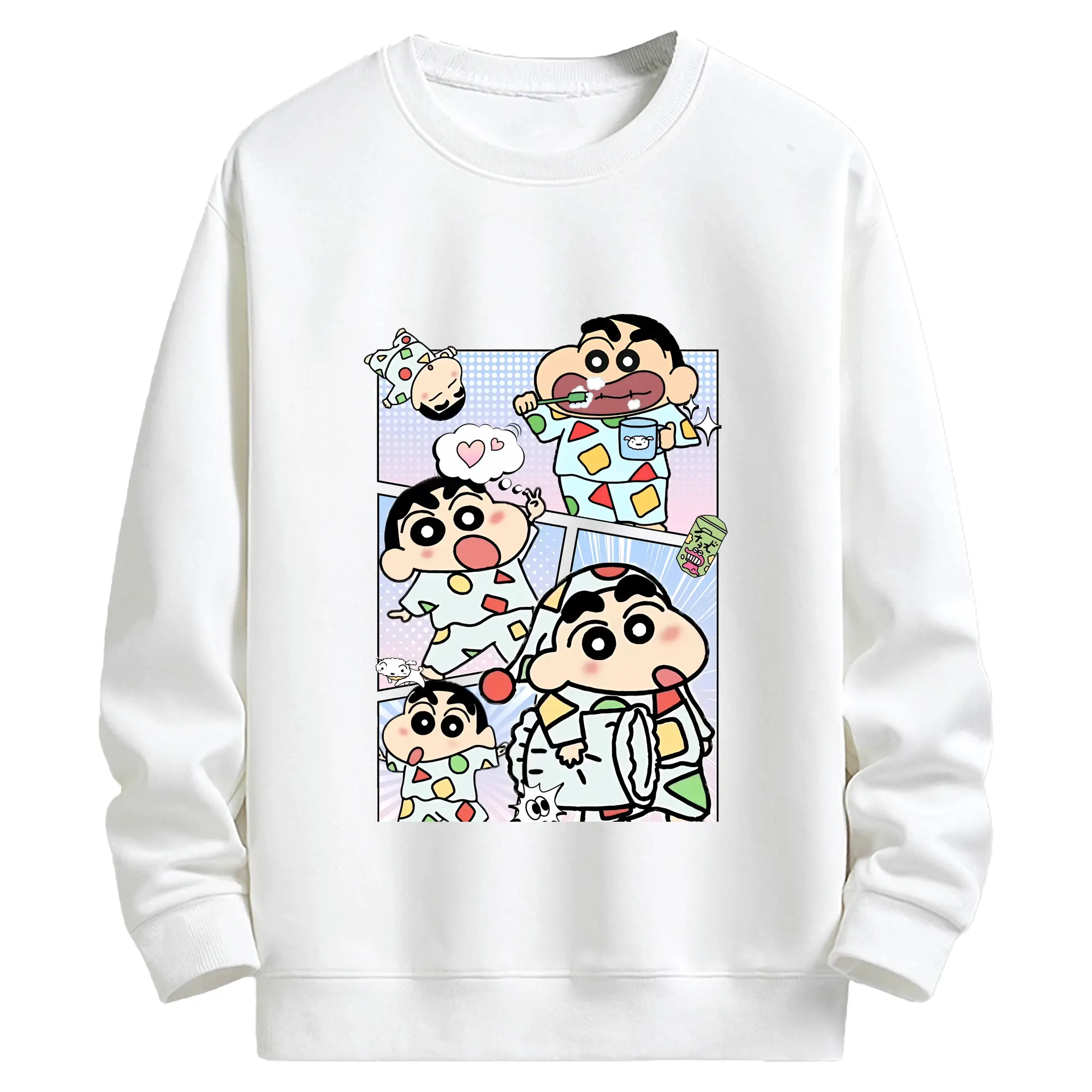 クレヨンしんちゃん グッズ 野原 しんのすけ - キッズ クルーネックスウェットシャツ ・ フロントプリント ・ 綿80％ ポリエステル20％ ・ 快適 通学 スポーツ 日常使い お散歩用