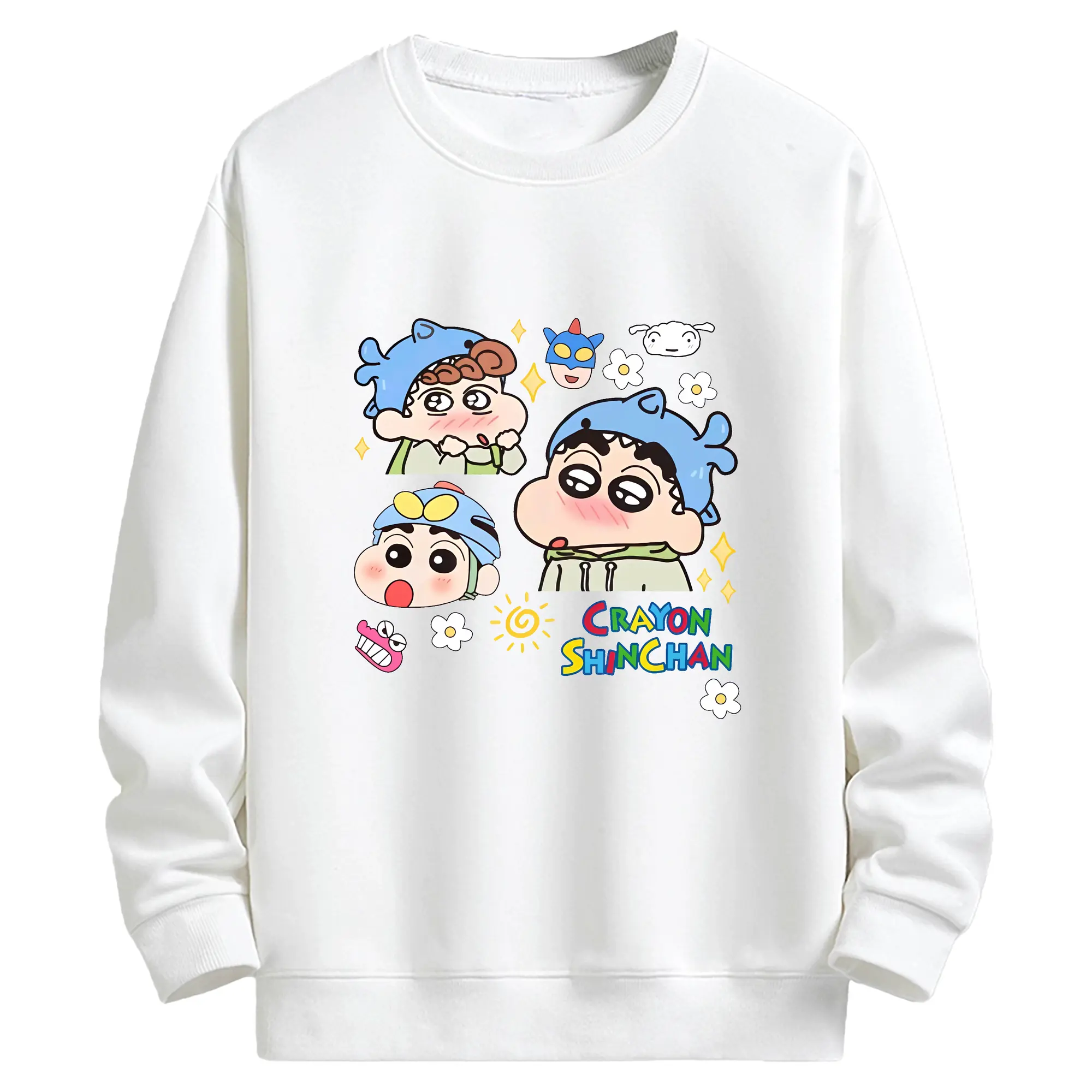 クレヨンしんちゃん グッズ 野原 しんのすけ - キッズ クルーネックスウェットシャツ ・ フロントプリント ・ 綿80％ ポリエステル20％ ・ 快適 通学 スポーツ 日常使い お散歩用