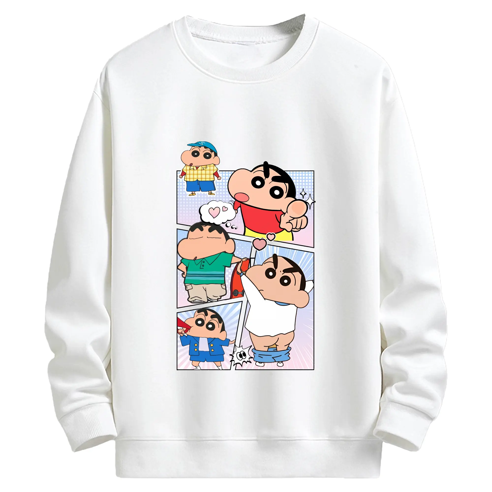 クレヨンしんちゃん グッズ 野原 しんのすけ - キッズ クルーネックスウェットシャツ ・ フロントプリント ・ 綿80％ ポリエステル20％ ・ 快適 通学 スポーツ 日常使い お散歩用