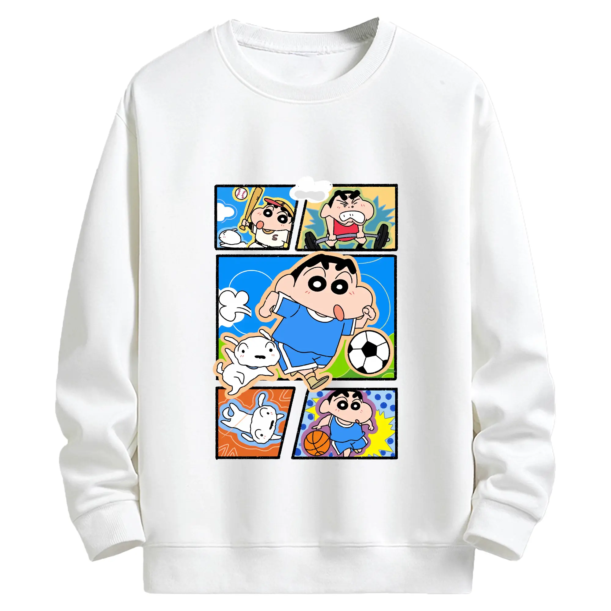 クレヨンしんちゃん グッズ 野原 しんのすけ - キッズ クルーネックスウェットシャツ ・ フロントプリント ・ 綿80％ ポリエステル20％ ・ 快適 通学 スポーツ 日常使い お散歩用