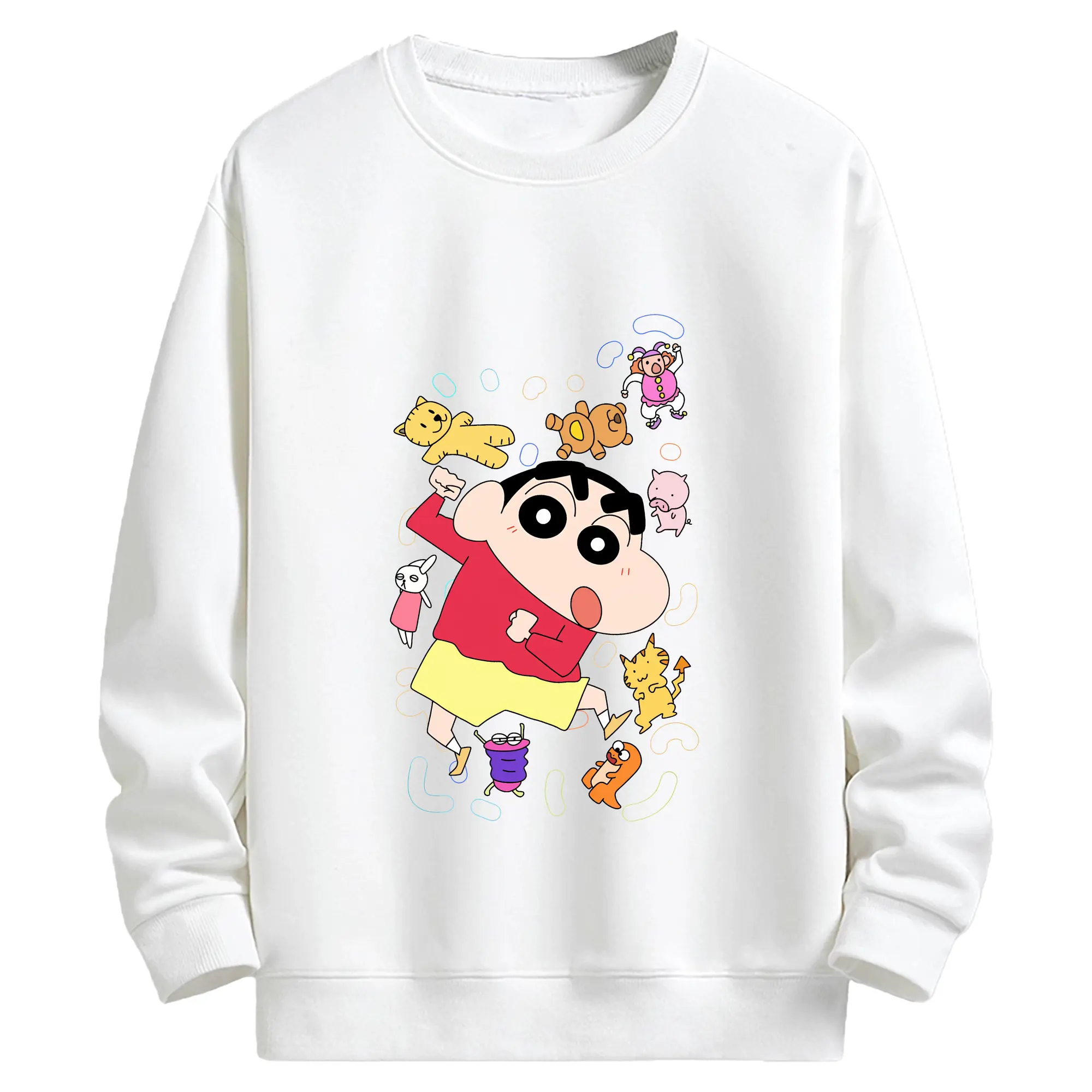 クレヨンしんちゃん グッズ 野原 しんのすけ - キッズ クルーネックスウェットシャツ ・ フロントプリント ・ 綿80％ ポリエステル20％ ・ 快適 通学 スポーツ 日常使い お散歩用