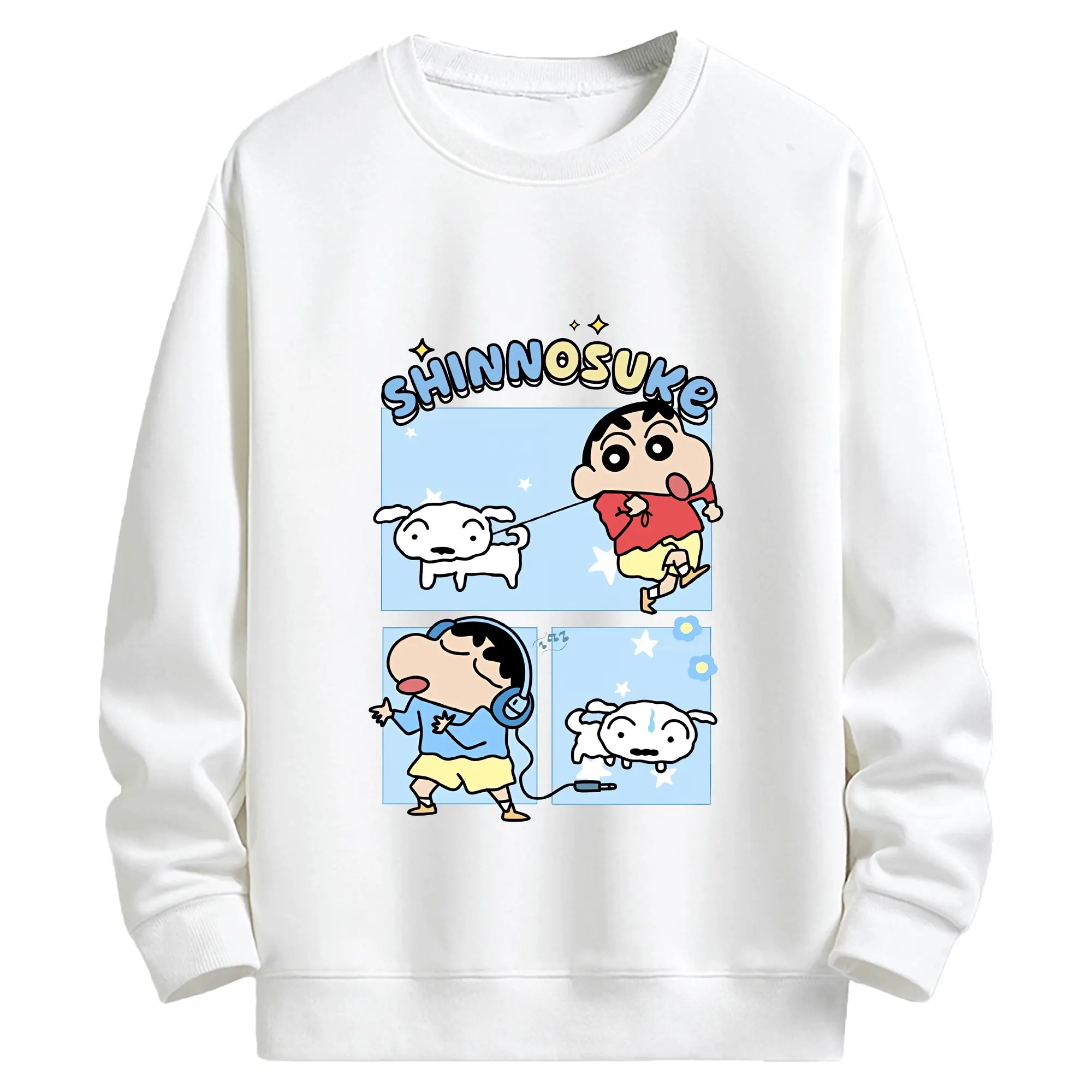 クレヨンしんちゃん グッズ 野原 しんのすけ - キッズ クルーネックスウェットシャツ ・ フロントプリント ・ 綿80％ ポリエステル20％ ・ 快適 通学 スポーツ 日常使い お散歩用