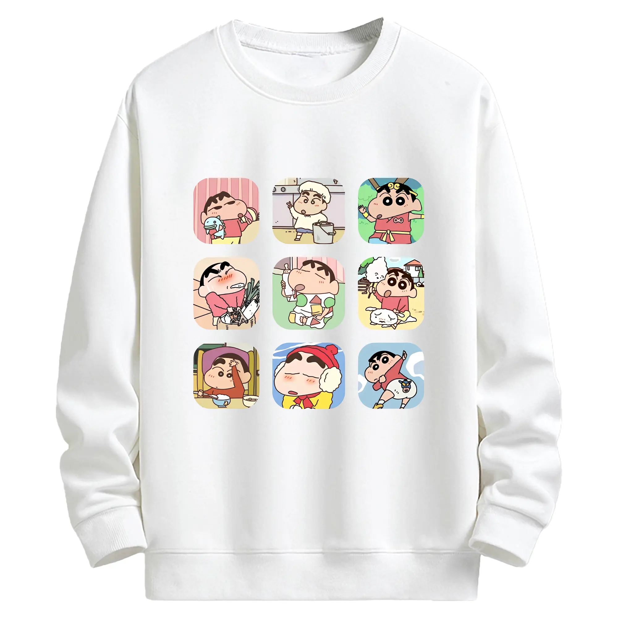 クレヨンしんちゃん グッズ 野原 しんのすけ - キッズ クルーネックスウェットシャツ ・ フロントプリント ・ 綿80％ ポリエステル20％ ・ 快適 通学 スポーツ 日常使い お散歩用