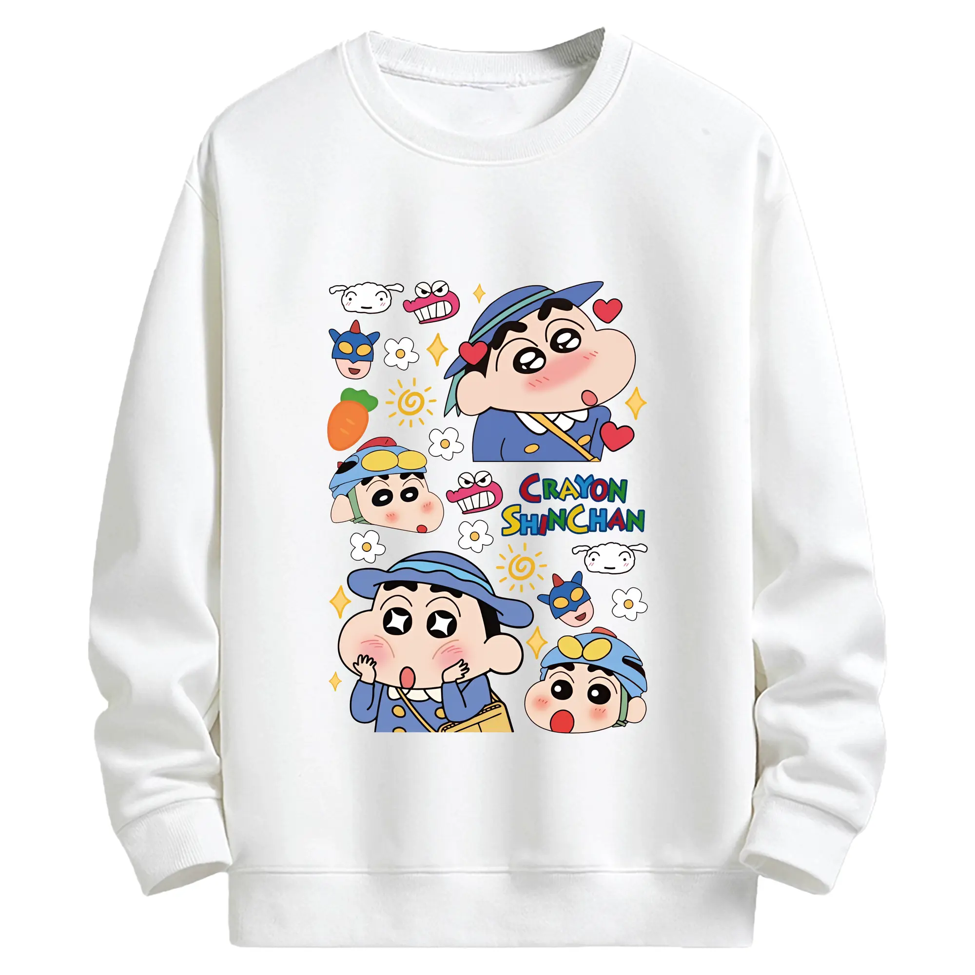 クレヨンしんちゃん グッズ 野原 しんのすけ - キッズ クルーネックスウェットシャツ ・ フロントプリント ・ 綿80％ ポリエステル20％ ・ 快適 通学 スポーツ 日常使い お散歩用