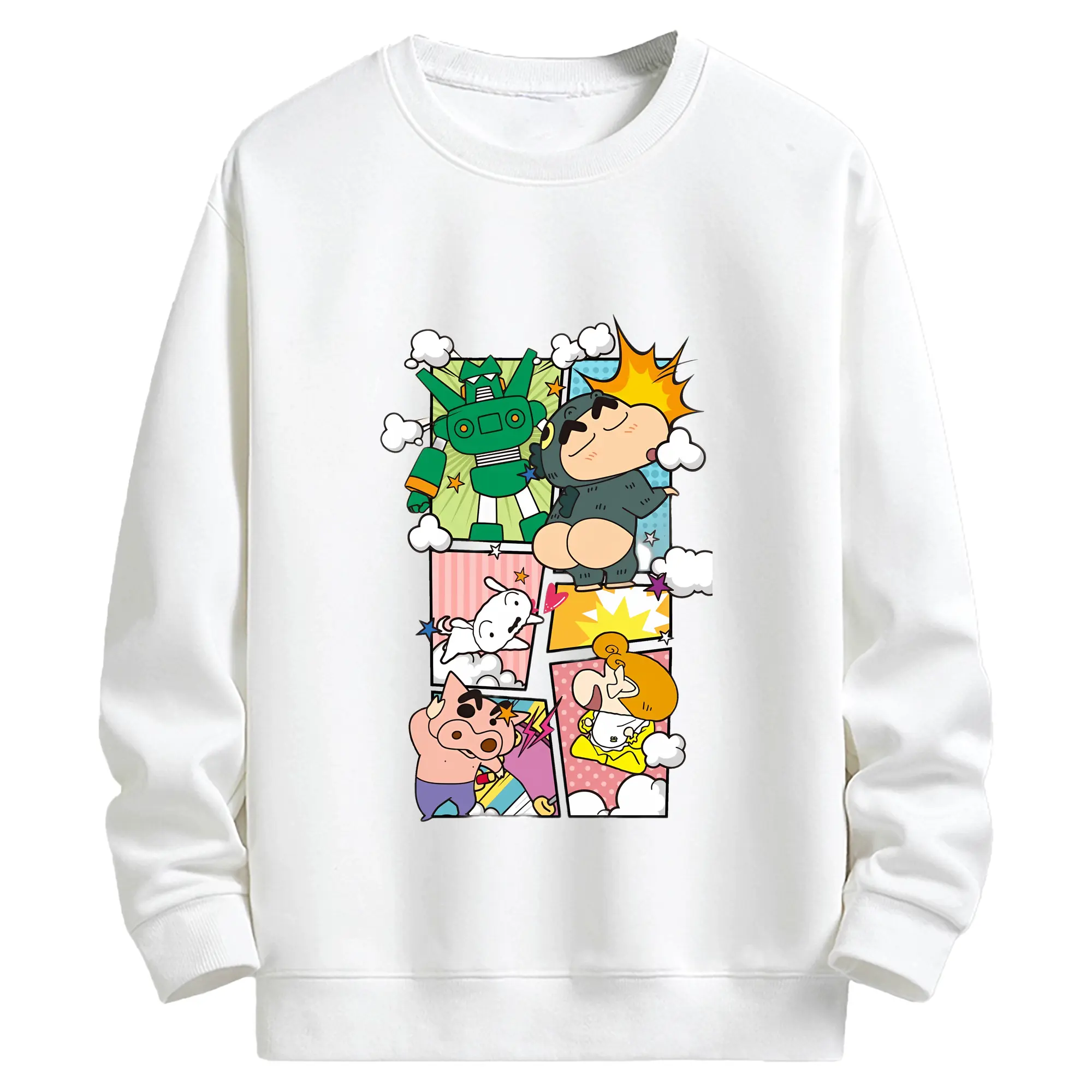 クレヨンしんちゃん グッズ 野原 しんのすけ - キッズ クルーネックスウェットシャツ ・ フロントプリント ・ 綿80％ ポリエステル20％ ・ 快適 通学 スポーツ 日常使い お散歩用
