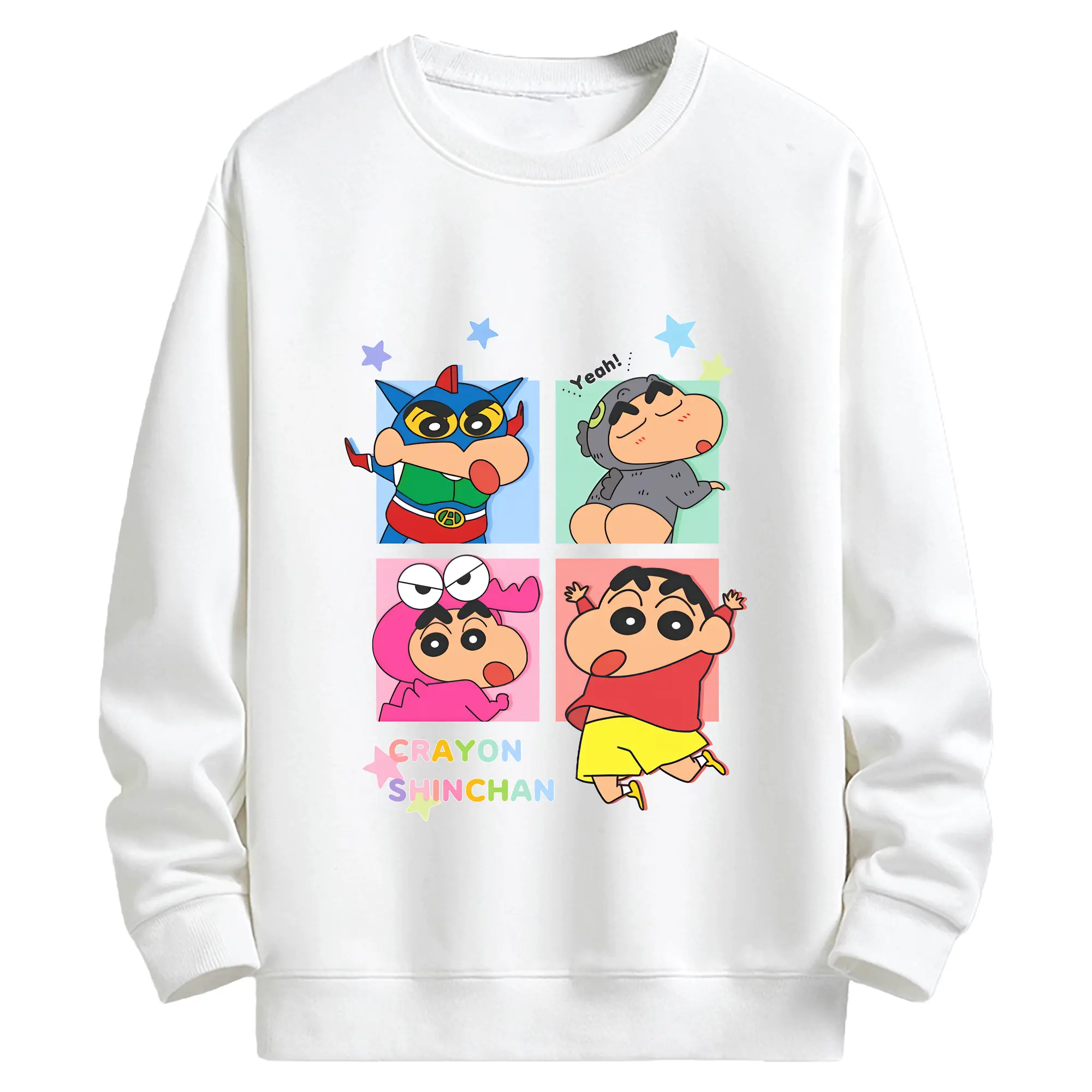 クレヨンしんちゃん グッズ 野原 しんのすけ - キッズ クルーネックスウェットシャツ ・ フロントプリント ・ 綿80％ ポリエステル20％ ・ 快適 通学 スポーツ 日常使い お散歩用