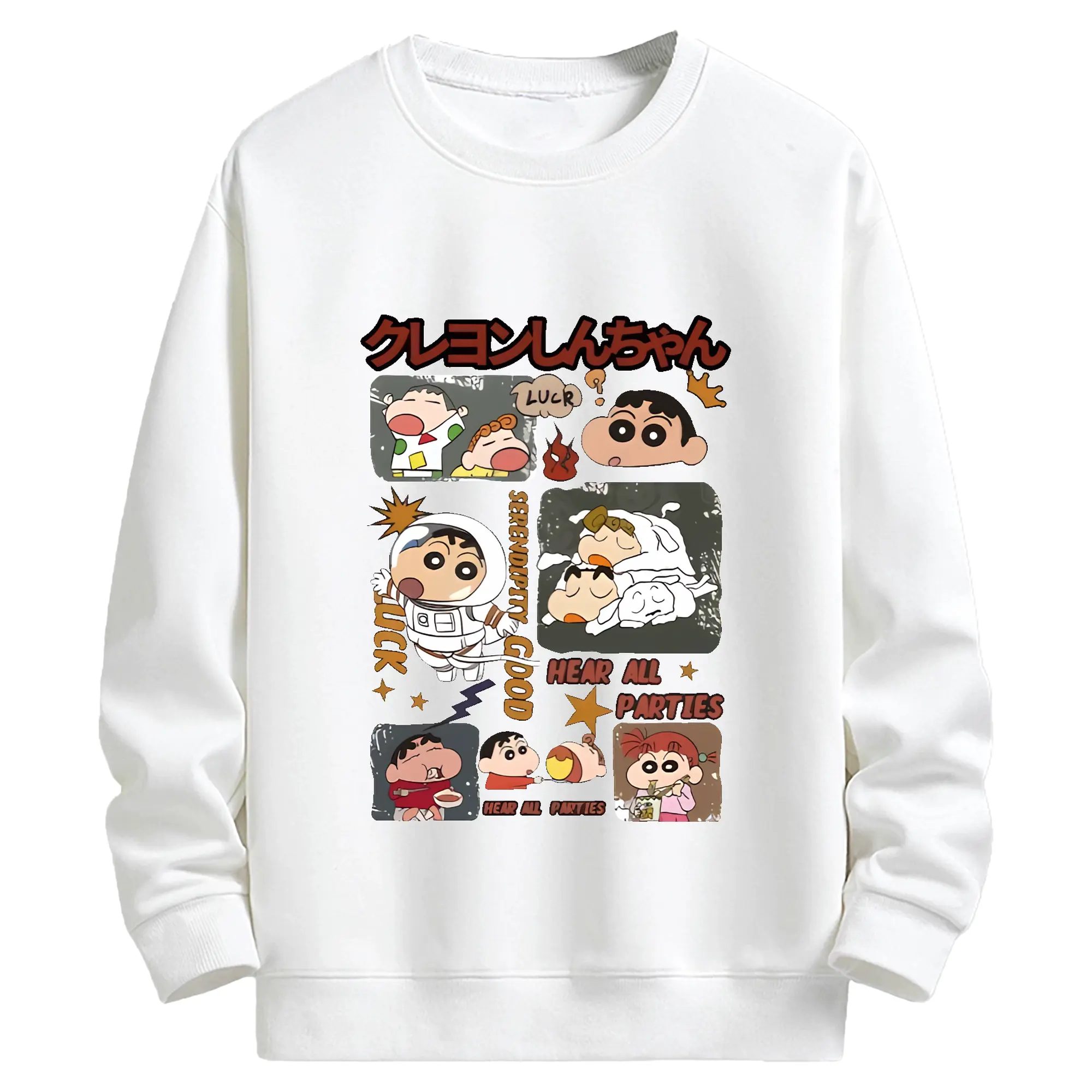 クレヨンしんちゃん グッズ 野原 しんのすけ - キッズ クルーネックスウェットシャツ ・ フロントプリント ・ 綿80％ ポリエステル20％ ・ 快適 通学 スポーツ 日常使い お散歩用