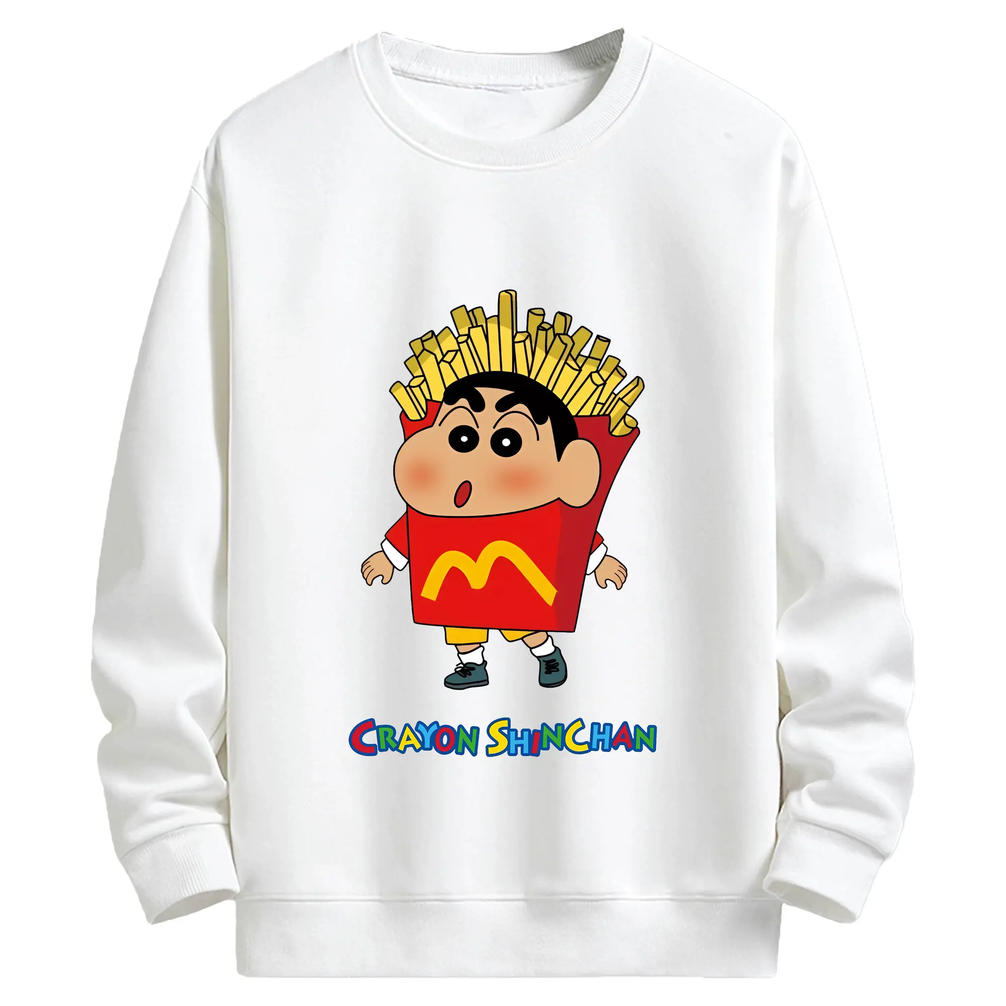 クレヨンしんちゃん グッズ 野原 しんのすけ - キッズ クルーネックスウェットシャツ ・ フロントプリント ・ 綿80％ ポリエステル20％ ・ 快適 通学 スポーツ 日常使い お散歩用