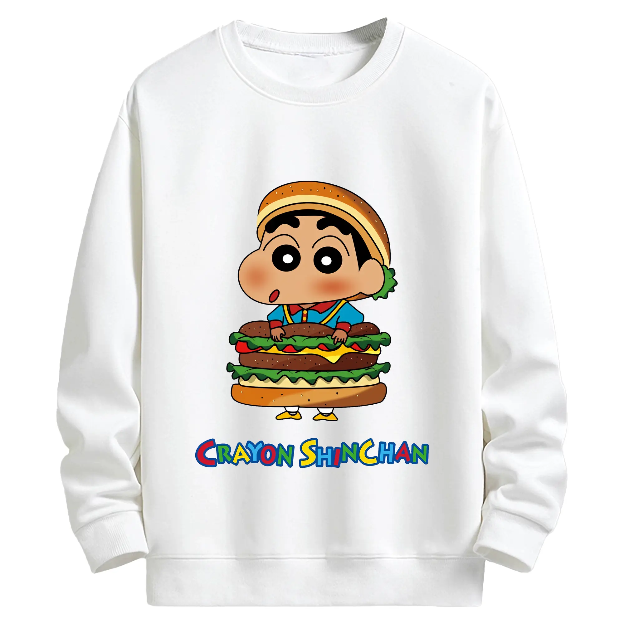 クレヨンしんちゃん グッズ 野原 しんのすけ - キッズ クルーネックスウェットシャツ ・ フロントプリント ・ 綿80％ ポリエステル20％ ・ 快適 通学 スポーツ 日常使い お散歩用