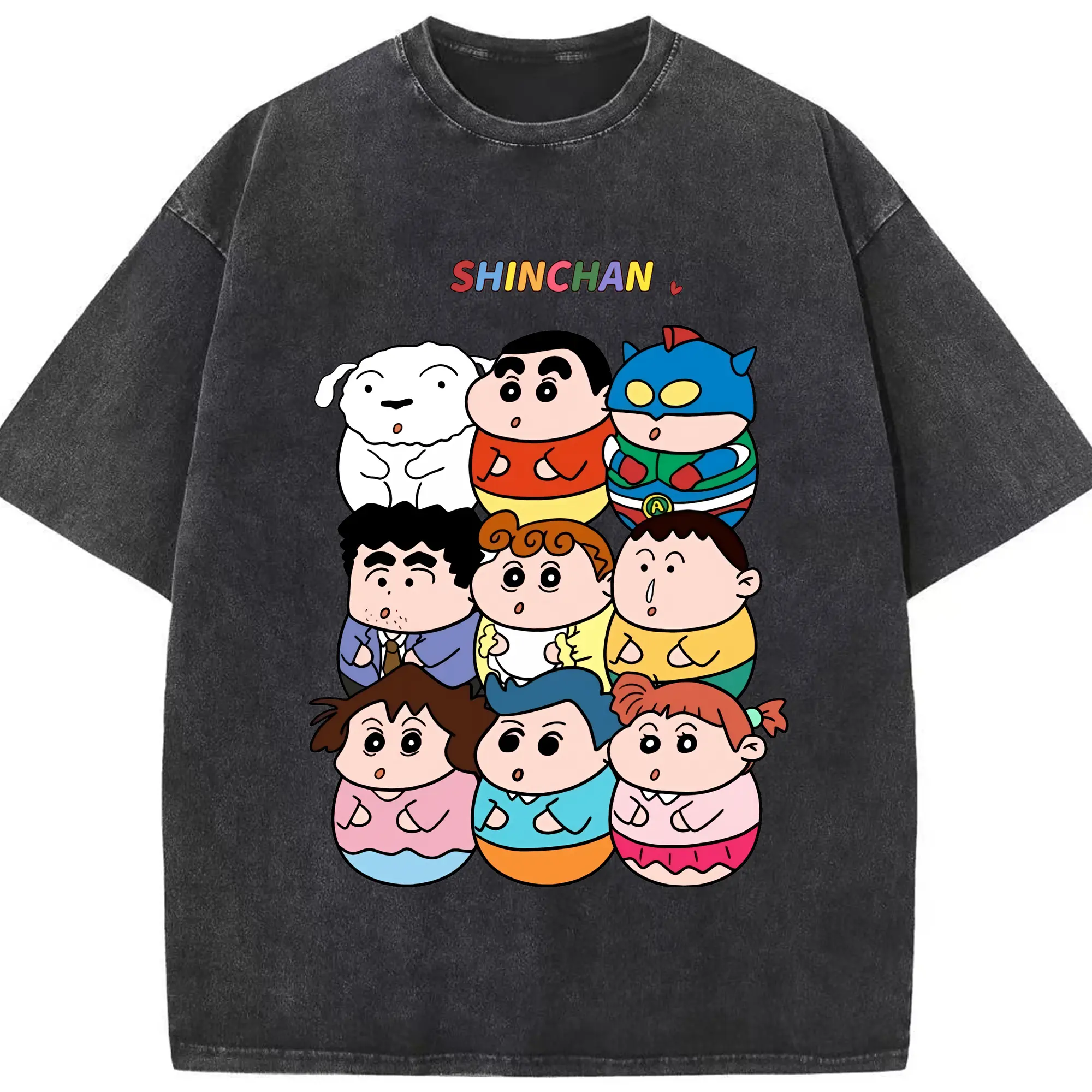 クレヨンしんちゃん グッズ 野原 しんのすけ - 綿100％ ヴィンテージ風 半袖Tシャツ ・ フロントプリント ・ 柔らか肌触り ・ 通気性 快適 ・ スポーツ カジュアル 外出用