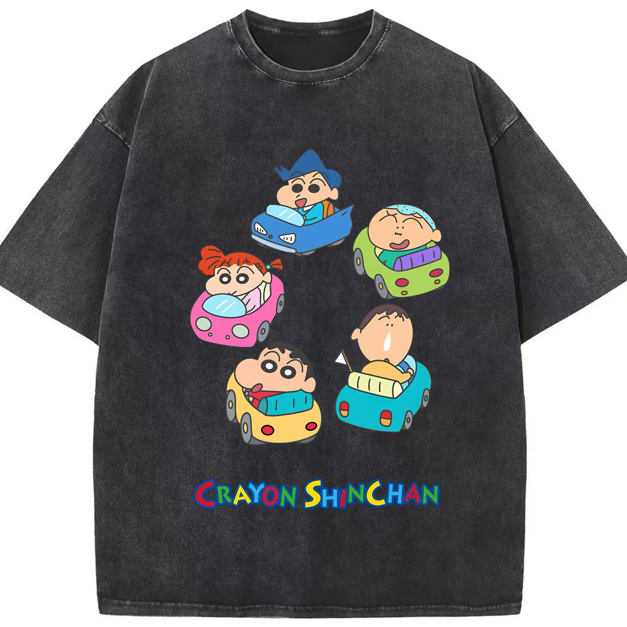 クレヨンしんちゃん グッズ 野原 しんのすけ - 綿100％ ヴィンテージ風 半袖Tシャツ ・ フロントプリント ・ 柔らか肌触り ・ 通気性 快適 ・ スポーツ カジュアル 外出用