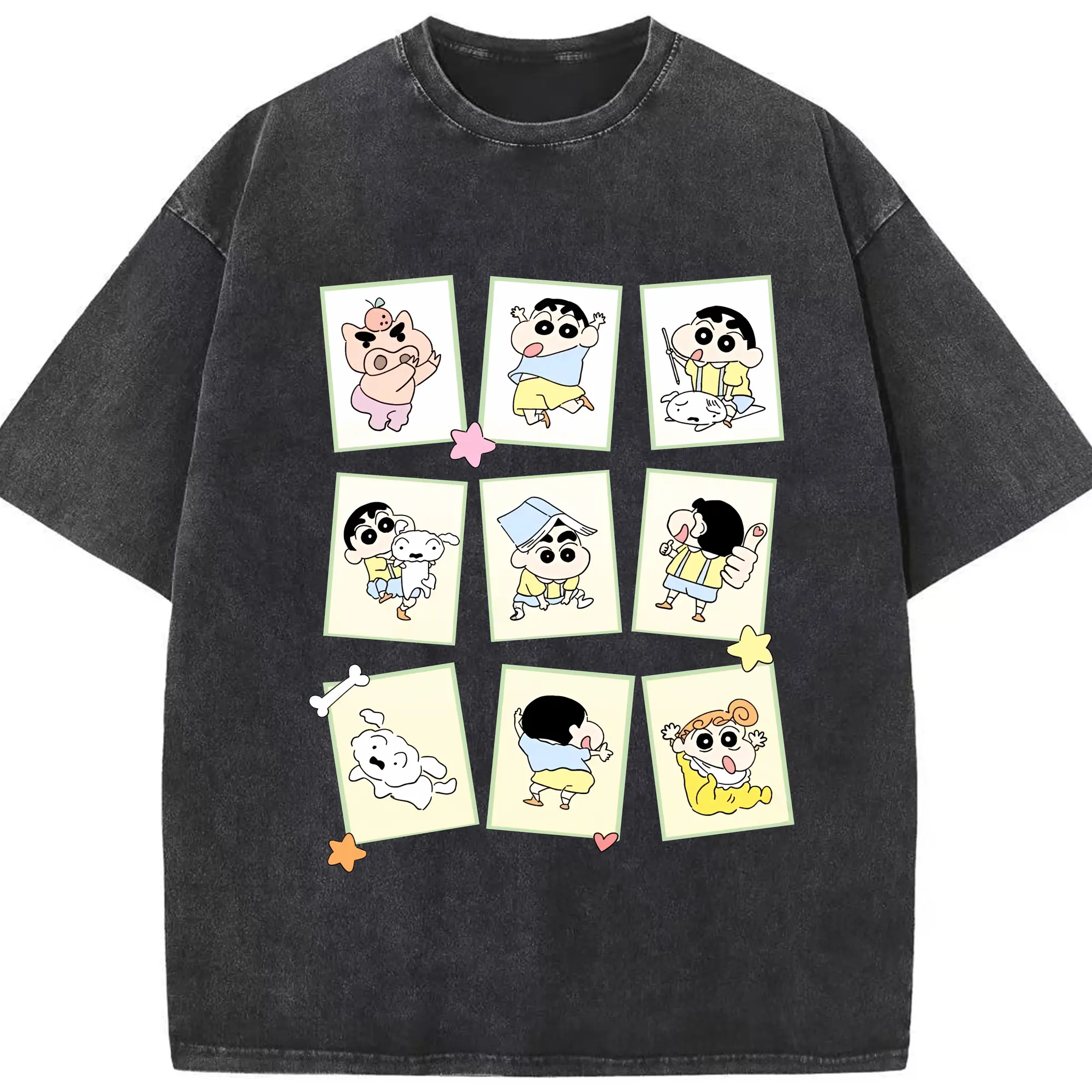 クレヨンしんちゃん グッズ 野原 しんのすけ - 綿100％ ヴィンテージ風 半袖Tシャツ ・ フロントプリント ・ 柔らか肌触り ・ 通気性 快適 ・ スポーツ カジュアル 外出用
