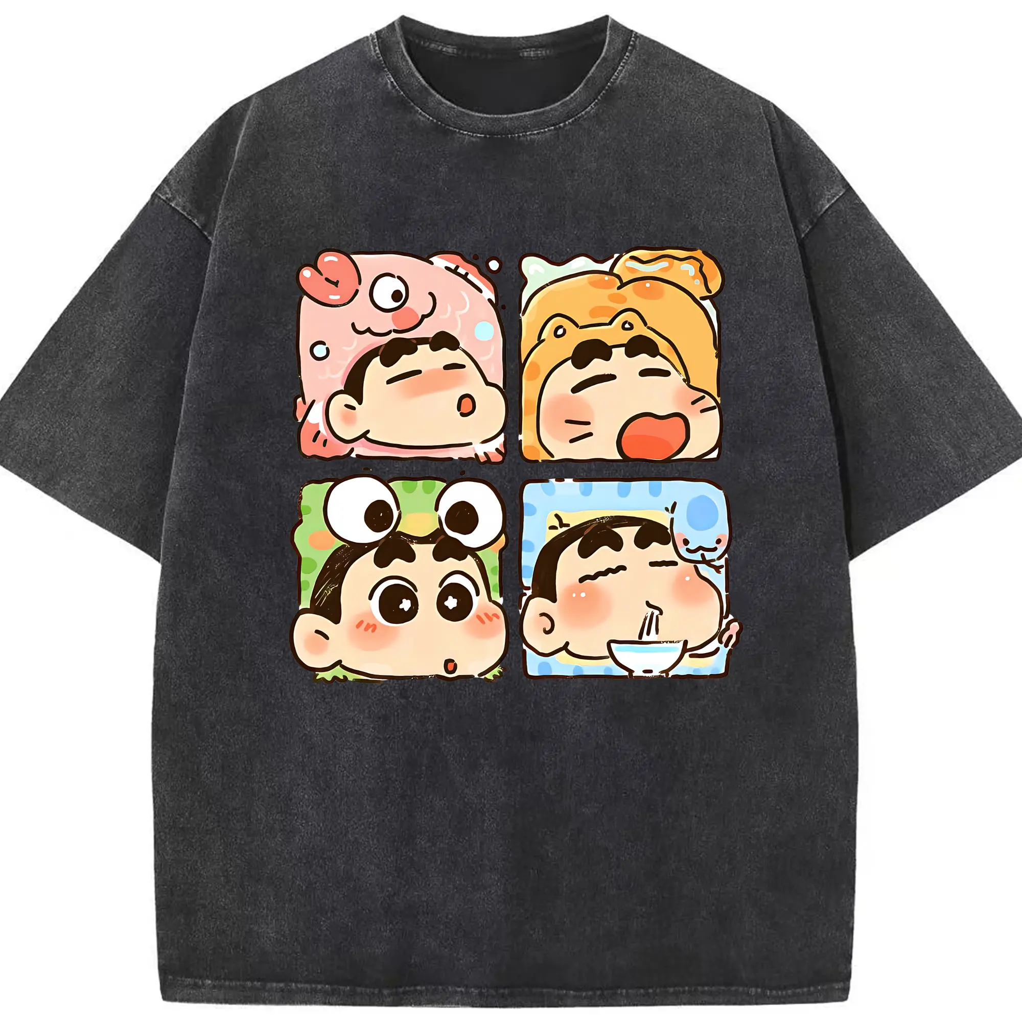 クレヨンしんちゃん グッズ 野原 しんのすけ - 綿100％ ヴィンテージ風 半袖Tシャツ ・ フロントプリント ・ 柔らか肌触り ・ 通気性 快適 ・ スポーツ カジュアル 外出用