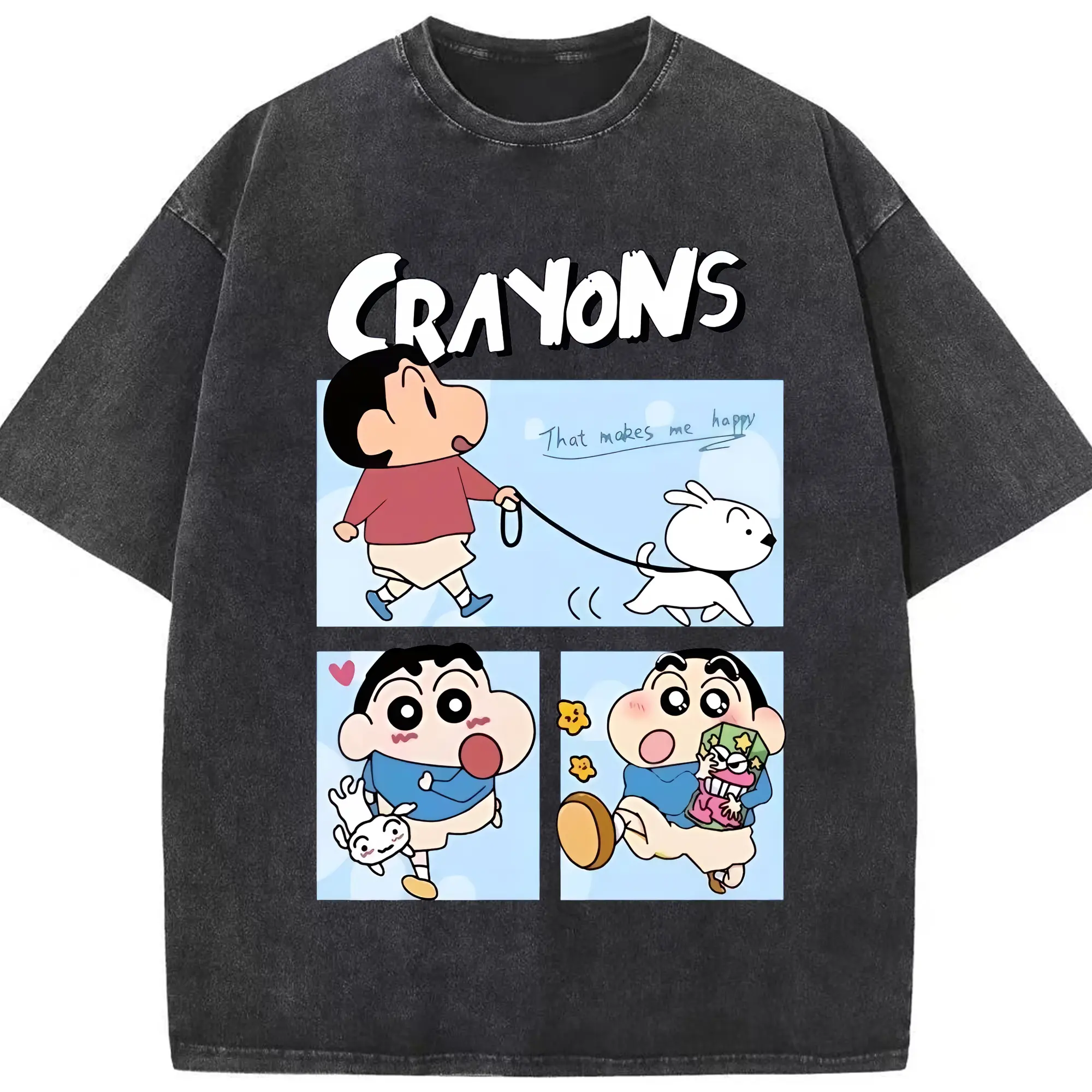 クレヨンしんちゃん グッズ 野原 しんのすけ - 綿100％ ヴィンテージ風 半袖Tシャツ ・ フロントプリント ・ 柔らか肌触り ・ 通気性 快適 ・ スポーツ カジュアル 外出用