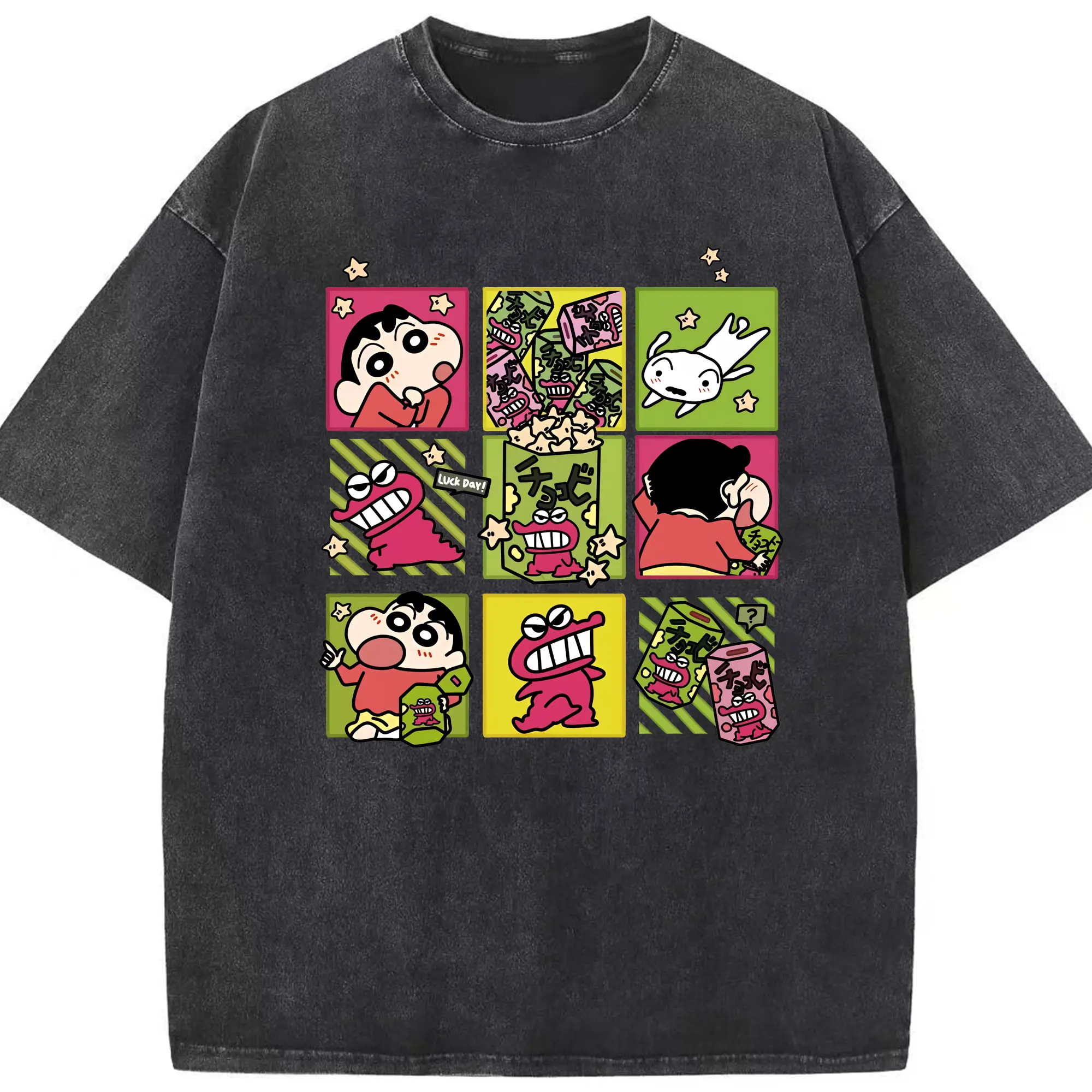 クレヨンしんちゃん グッズ 野原 しんのすけ - 綿100％ ヴィンテージ風 半袖Tシャツ ・ フロントプリント ・ 柔らか肌触り ・ 通気性 快適 ・ スポーツ カジュアル 外出用