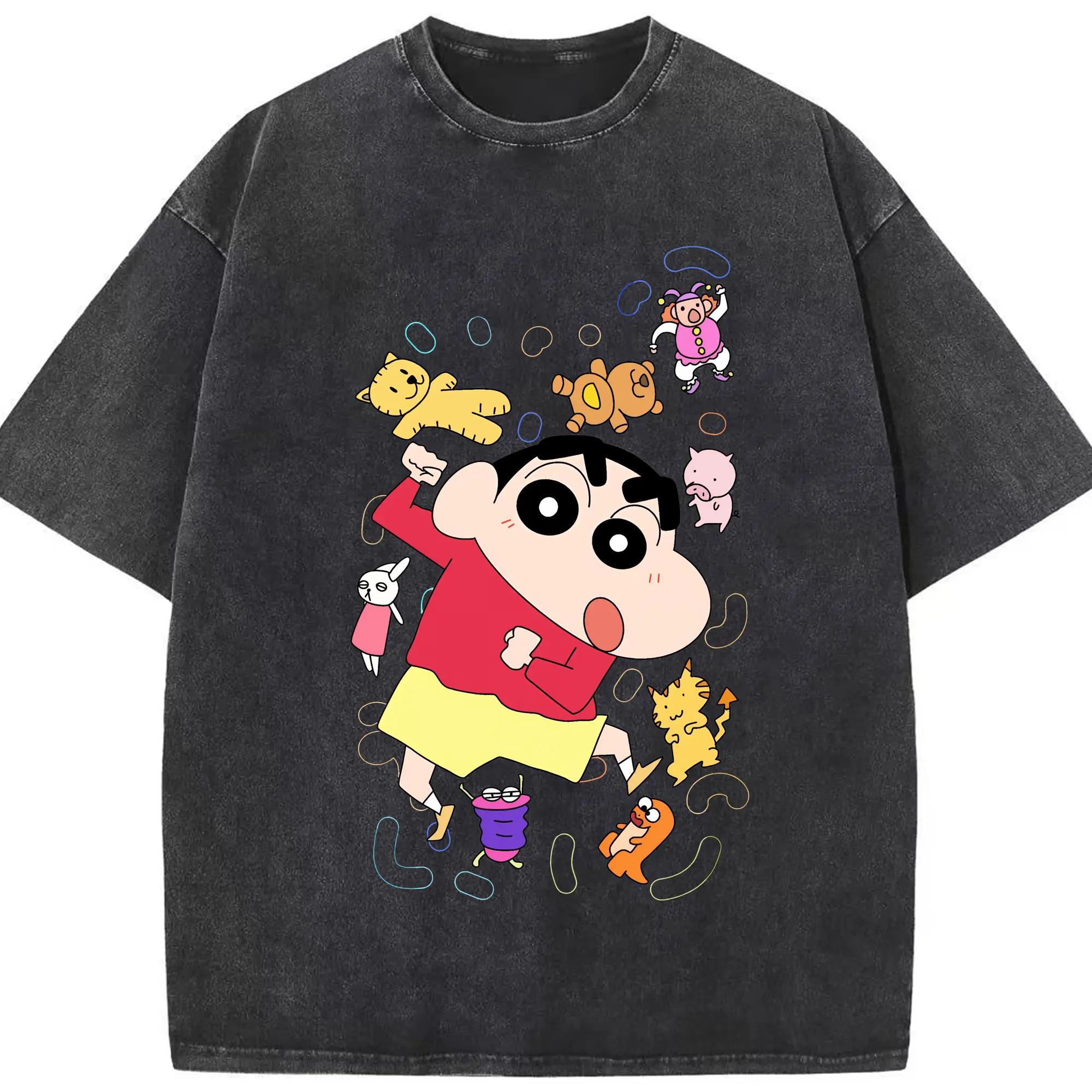 クレヨンしんちゃん グッズ 野原 しんのすけ - 綿100％ ヴィンテージ風 半袖Tシャツ ・ フロントプリント ・ 柔らか肌触り ・ 通気性 快適 ・ スポーツ カジュアル 外出用