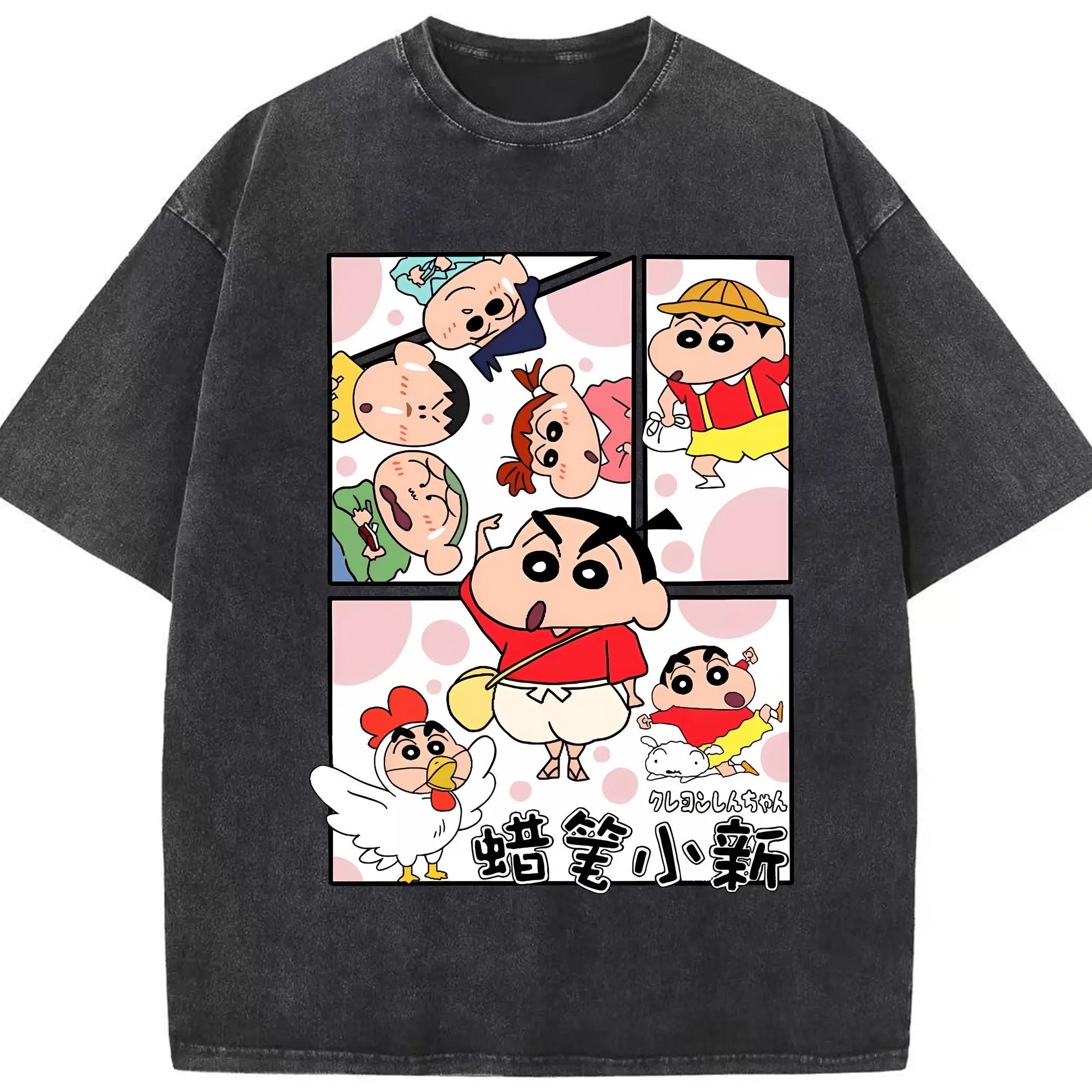 クレヨンしんちゃん グッズ 野原 しんのすけ - 綿100％ ヴィンテージ風 半袖Tシャツ ・ フロントプリント ・ 柔らか肌触り ・ 通気性 快適 ・ スポーツ カジュアル 外出用