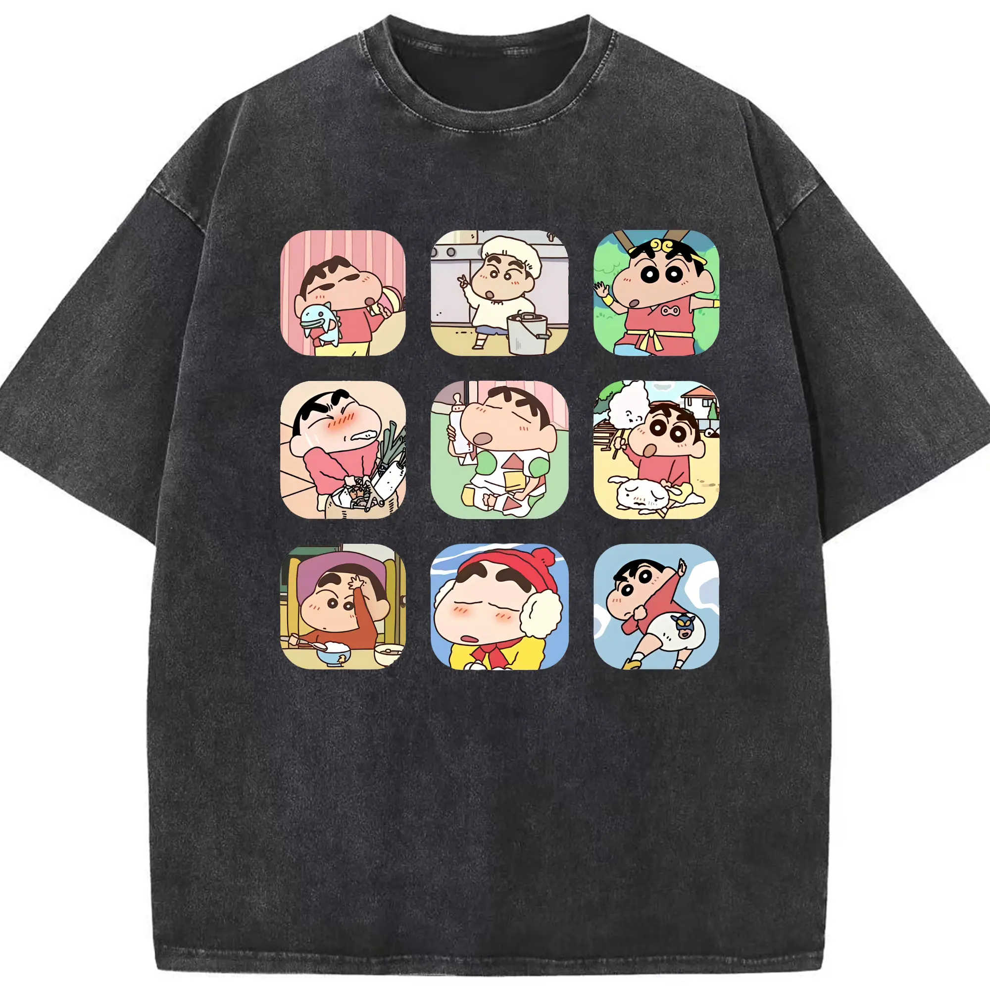 クレヨンしんちゃん グッズ 野原 しんのすけ - 綿100％ ヴィンテージ風 半袖Tシャツ ・ フロントプリント ・ 柔らか肌触り ・ 通気性 快適 ・ スポーツ カジュアル 外出用