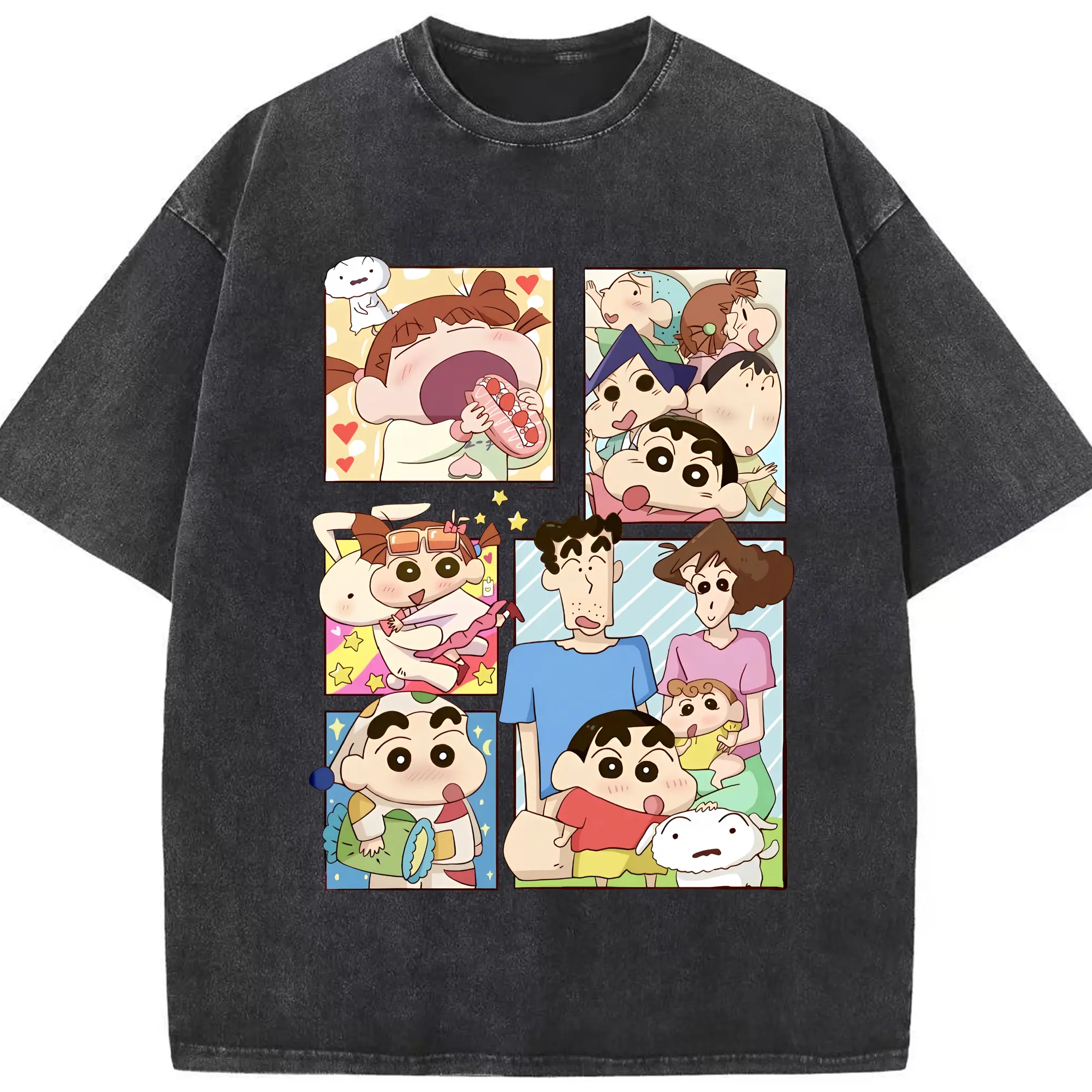 クレヨンしんちゃん グッズ 野原 しんのすけ - 綿100％ ヴィンテージ風 半袖Tシャツ ・ フロントプリント ・ 柔らか肌触り ・ 通気性 快適 ・ スポーツ カジュアル 外出用