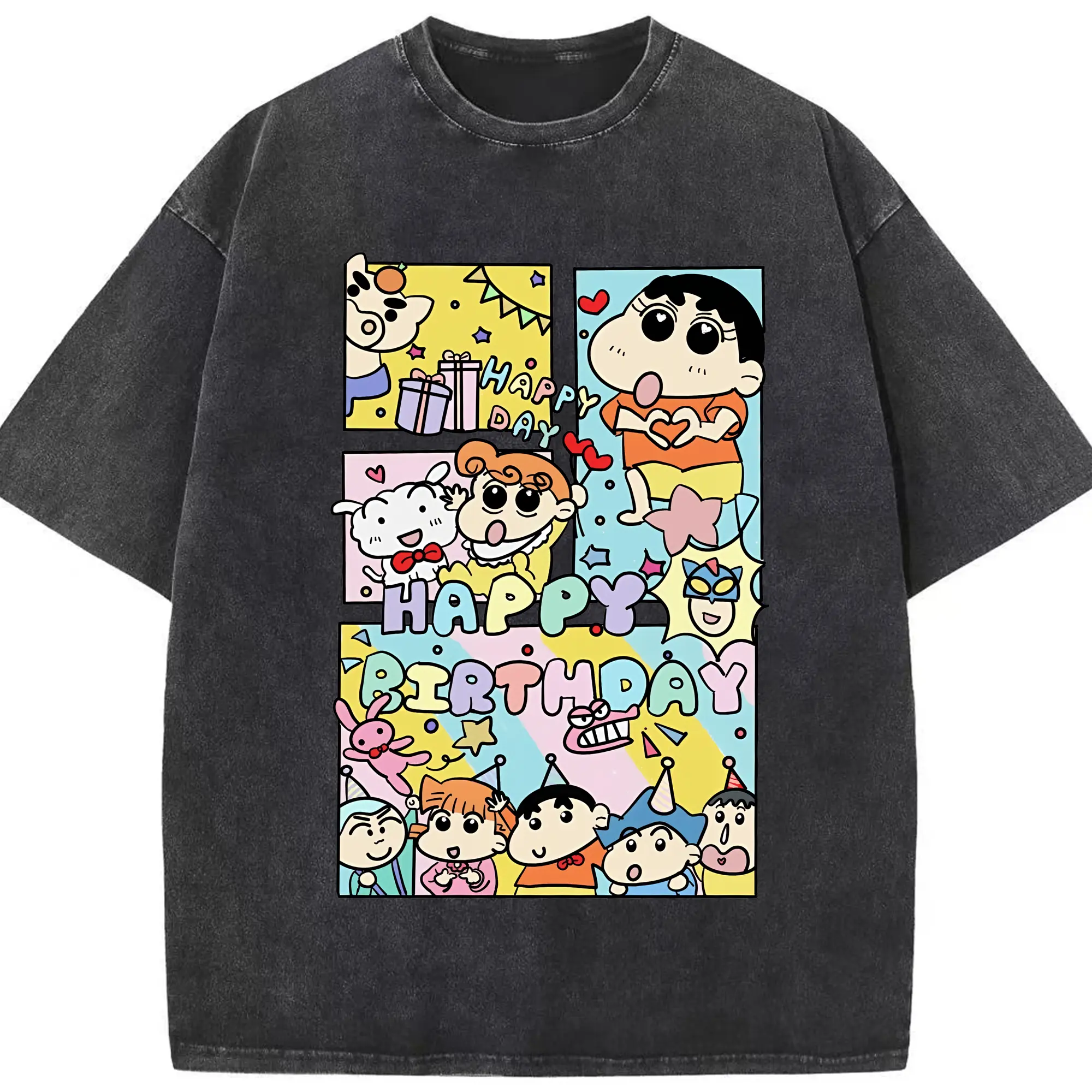 クレヨンしんちゃん グッズ 野原 しんのすけ - 綿100％ ヴィンテージ風 半袖Tシャツ ・ フロントプリント ・ 柔らか肌触り ・ 通気性 快適 ・ スポーツ カジュアル 外出用
