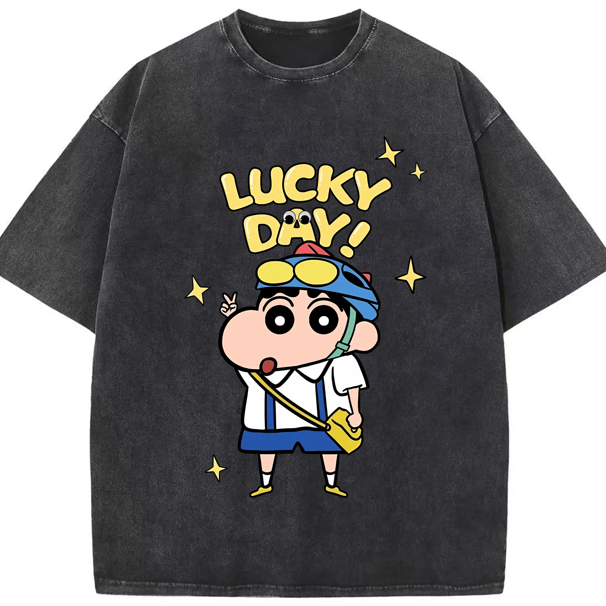 クレヨンしんちゃん グッズ 野原 しんのすけ - 綿100％ ヴィンテージ風 半袖Tシャツ ・ フロントプリント ・ 柔らか肌触り ・ 通気性 快適 ・ スポーツ カジュアル 外出用