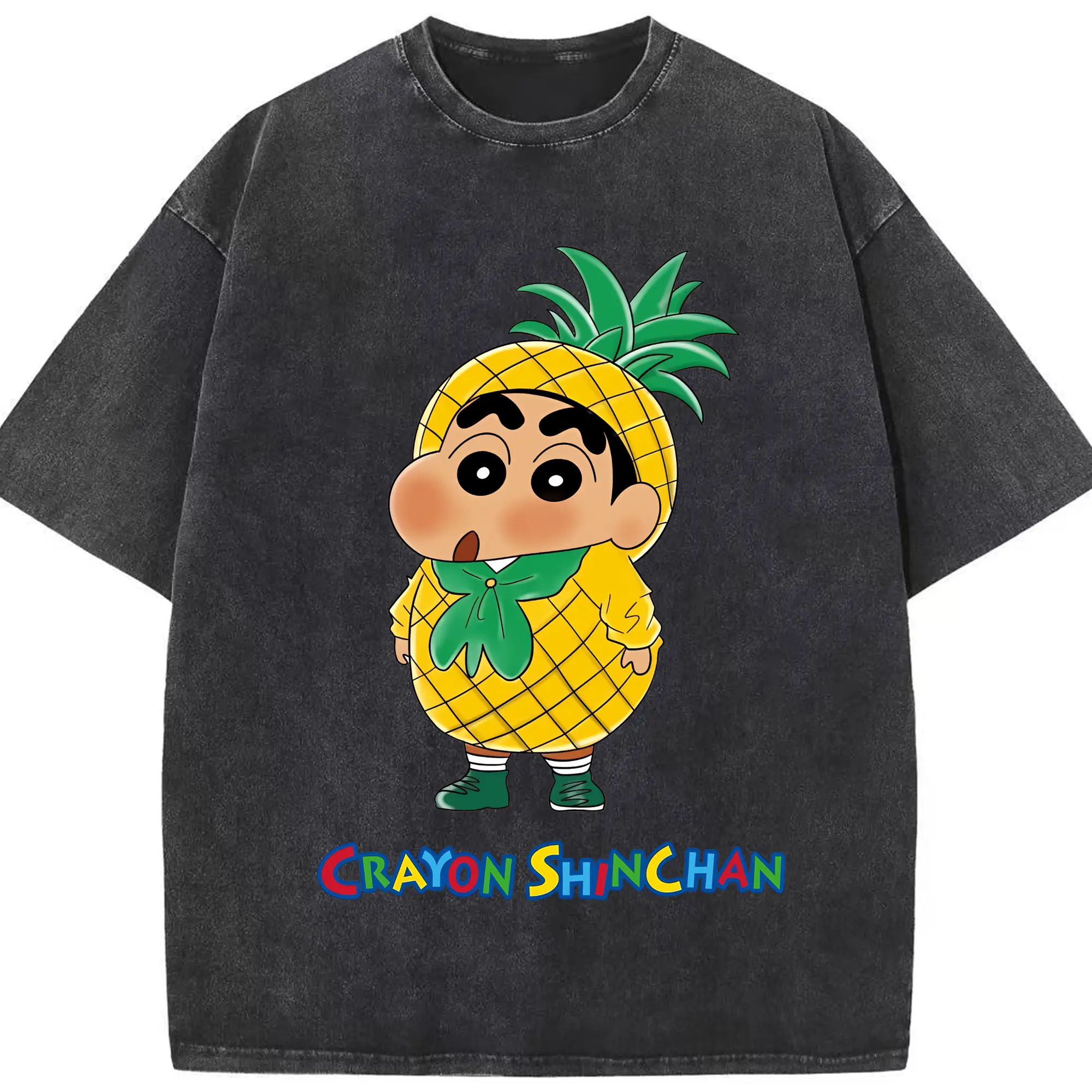 クレヨンしんちゃん グッズ 野原 しんのすけ - 綿100％ ヴィンテージ風 半袖Tシャツ ・ フロントプリント ・ 柔らか肌触り ・ 通気性 快適 ・ スポーツ カジュアル 外出用