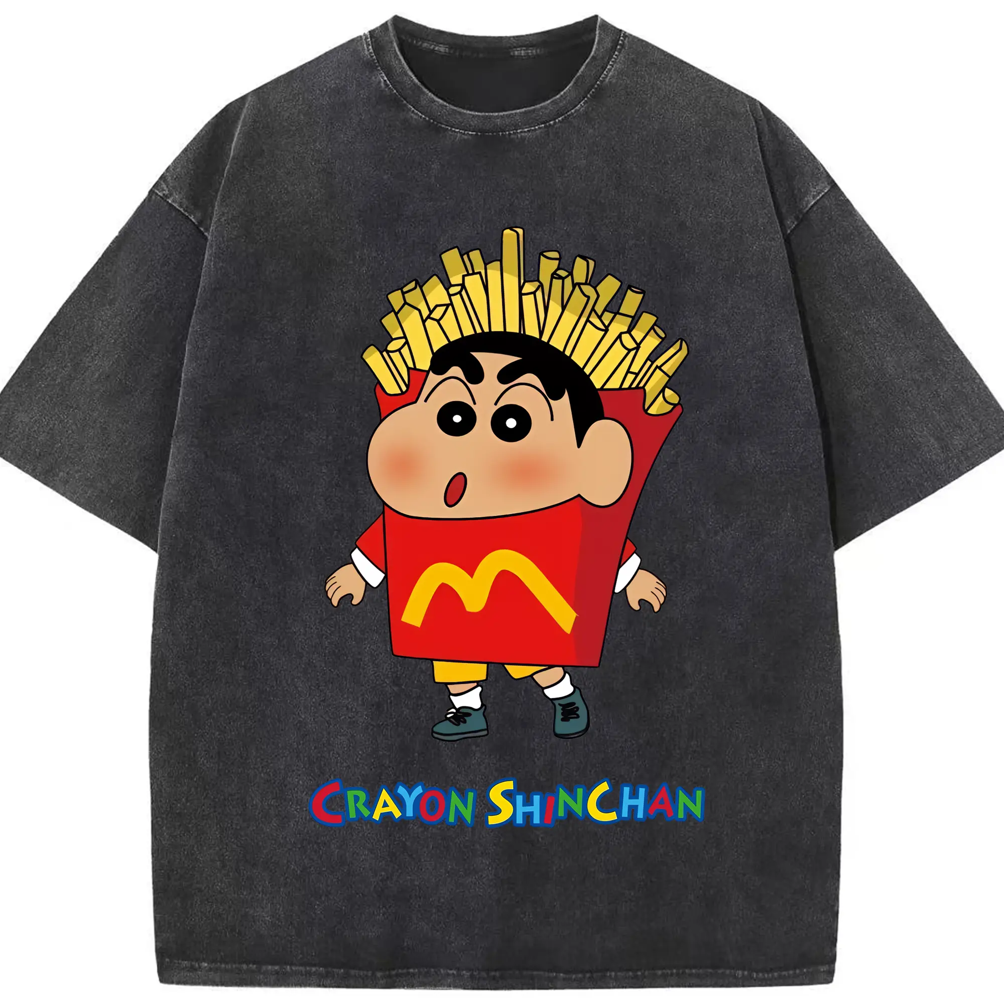 クレヨンしんちゃん グッズ 野原 しんのすけ - 綿100％ ヴィンテージ風 半袖Tシャツ ・ フロントプリント ・ 柔らか肌触り ・ 通気性 快適 ・ スポーツ カジュアル 外出用