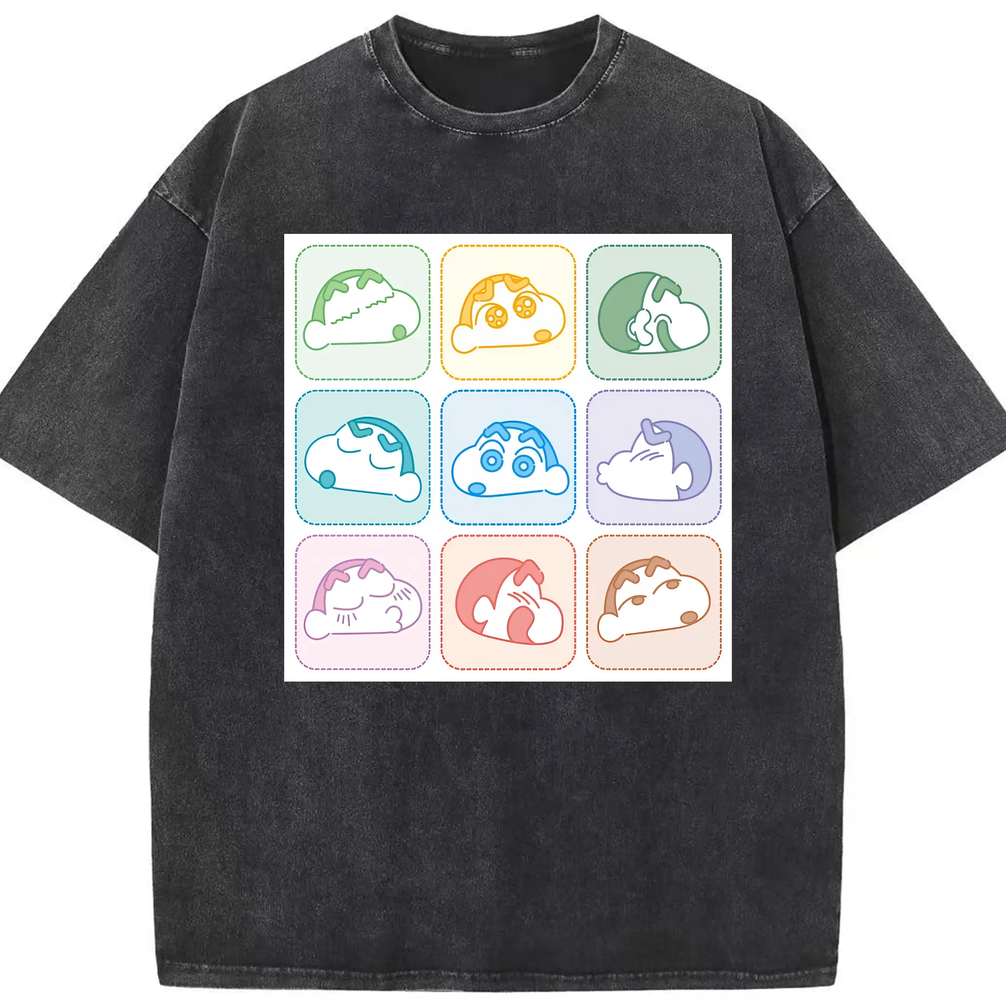 クレヨンしんちゃん グッズ 野原 しんのすけ - 綿100％ ヴィンテージ風 半袖Tシャツ ・ フロントプリント ・ 柔らか肌触り ・ 通気性 快適 ・ スポーツ カジュアル 外出用