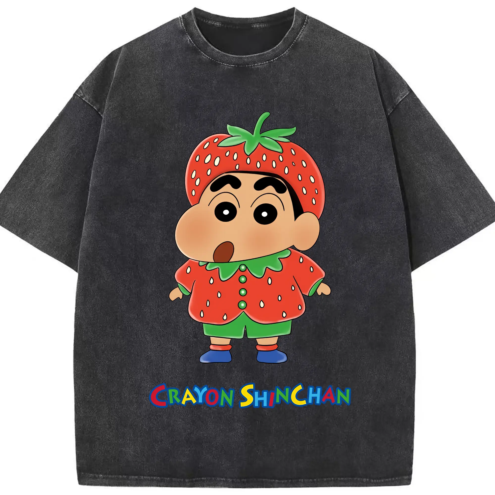 クレヨンしんちゃん グッズ 野原 しんのすけ - 綿100％ ヴィンテージ風 半袖Tシャツ ・ フロントプリント ・ 柔らか肌触り ・ 通気性 快適 ・ スポーツ カジュアル 外出用