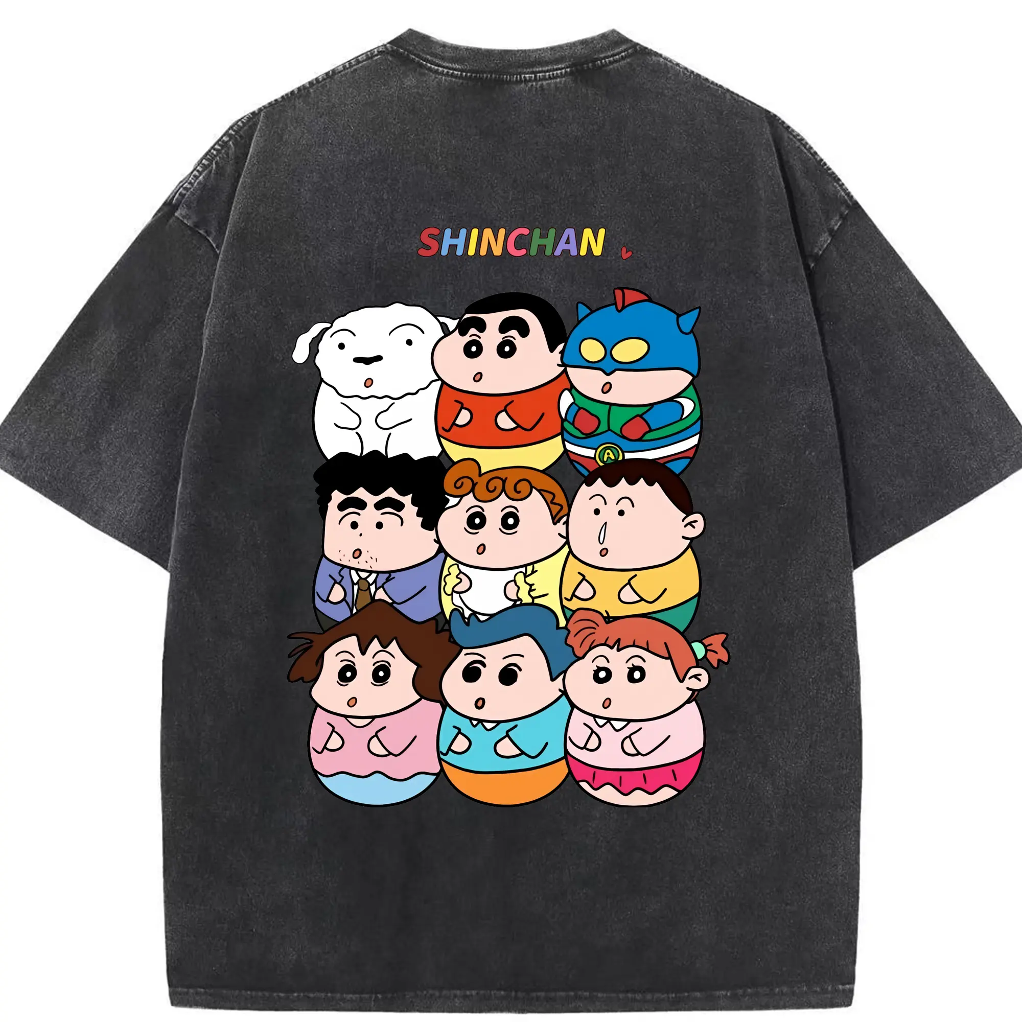 クレヨンしんちゃん グッズ 野原 しんのすけ - 綿100％ ヴィンテージ風 半袖Tシャツ ・ 背面プリント ・ 柔らか肌触り ・ 通気性 快適 ・ スポーツ カジュアル 外出用