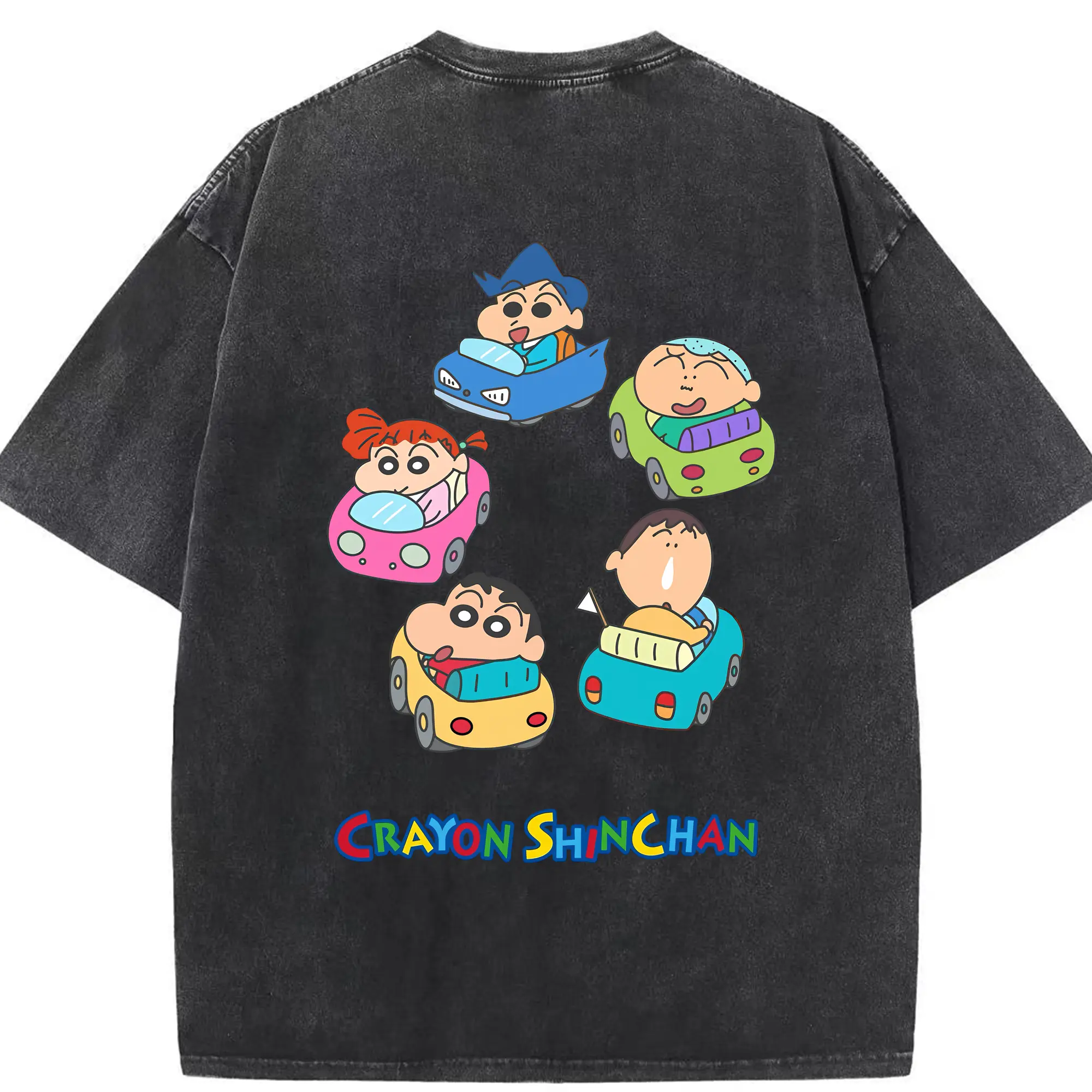 クレヨンしんちゃん グッズ 野原 しんのすけ - 綿100％ ヴィンテージ風 半袖Tシャツ ・ 背面プリント ・ 柔らか肌触り ・ 通気性 快適 ・ スポーツ カジュアル 外出用