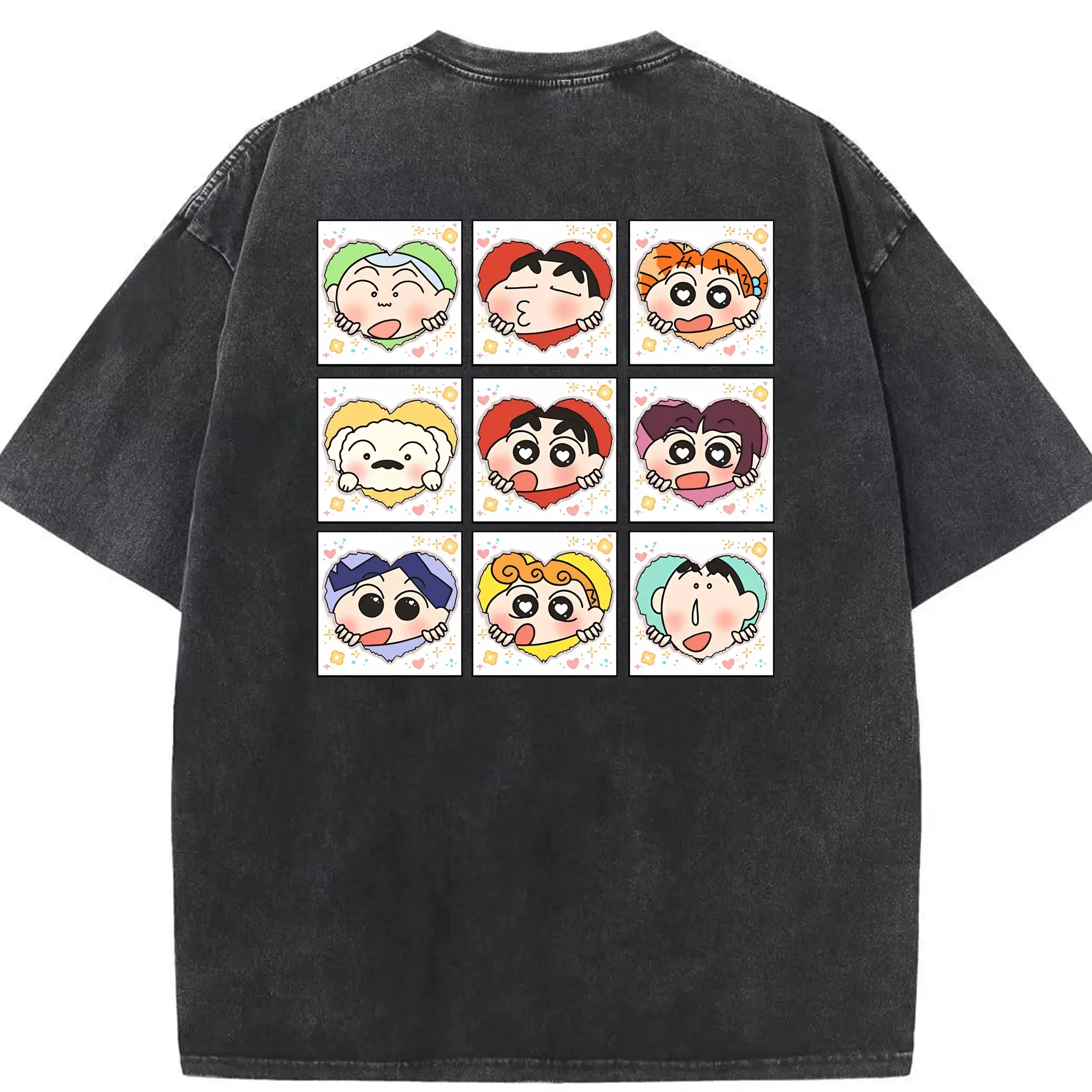 クレヨンしんちゃん グッズ 野原 しんのすけ - 綿100％ ヴィンテージ風 半袖Tシャツ ・ 背面プリント ・ 柔らか肌触り ・ 通気性 快適 ・ スポーツ カジュアル 外出用