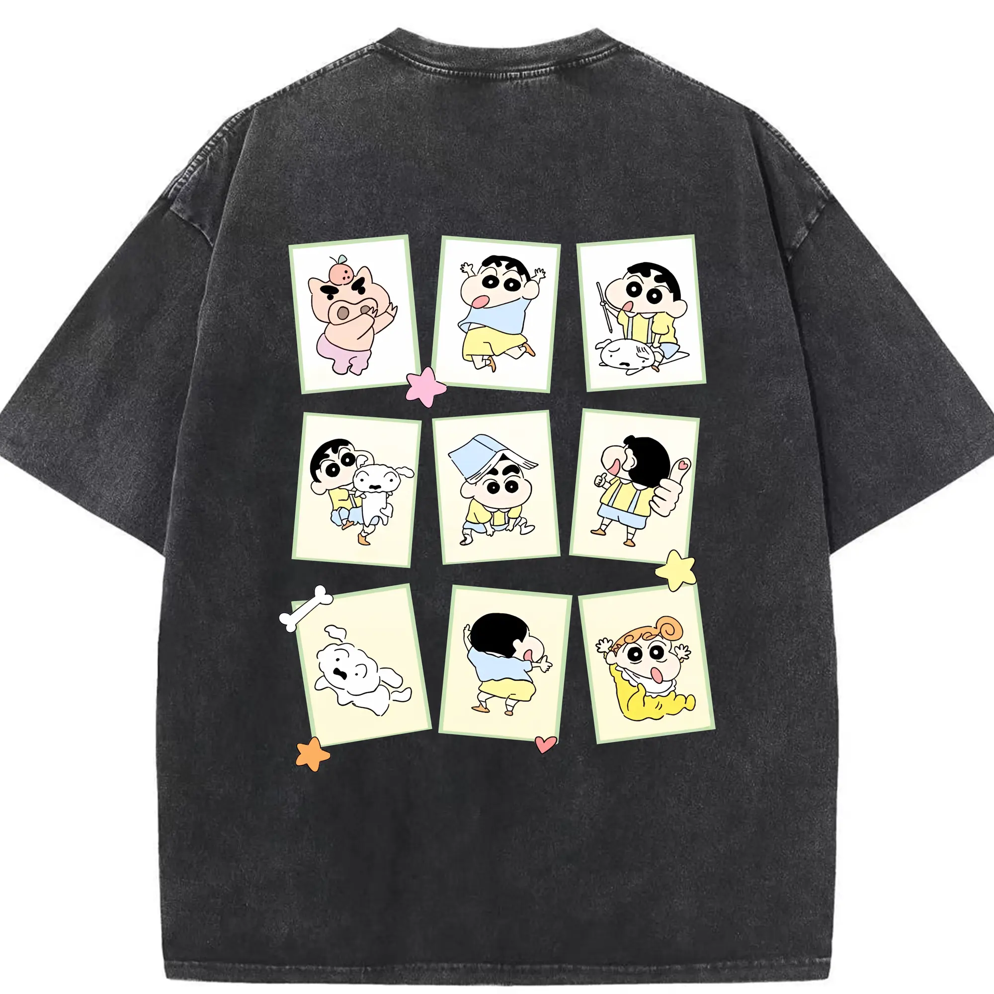 クレヨンしんちゃん グッズ 野原 しんのすけ - 綿100％ ヴィンテージ風 半袖Tシャツ ・ 背面プリント ・ 柔らか肌触り ・ 通気性 快適 ・ スポーツ カジュアル 外出用